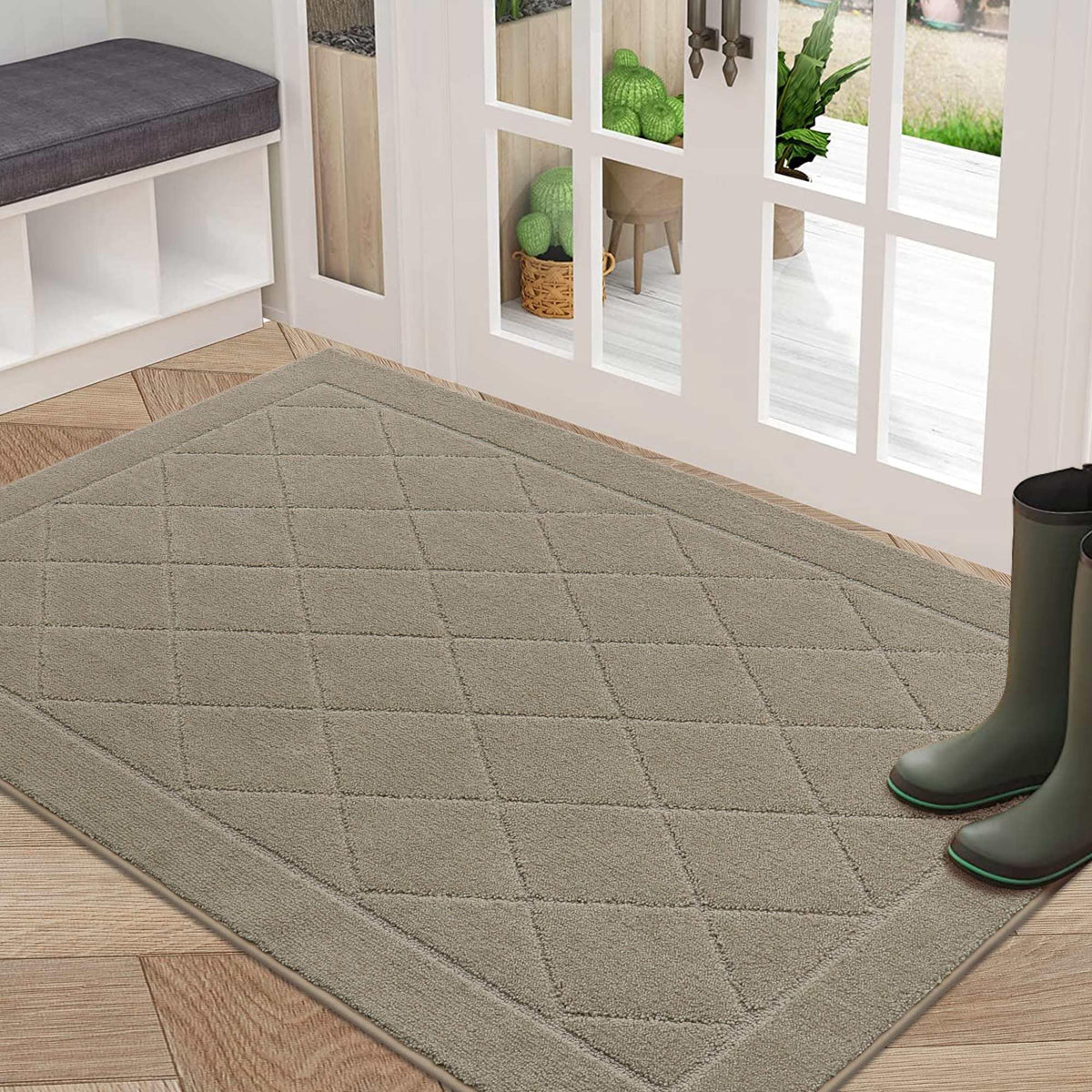 BEQHAUSE Dirt Trapper Door Mat 20" x 32", Doormat Non-Slip, Navy Blue