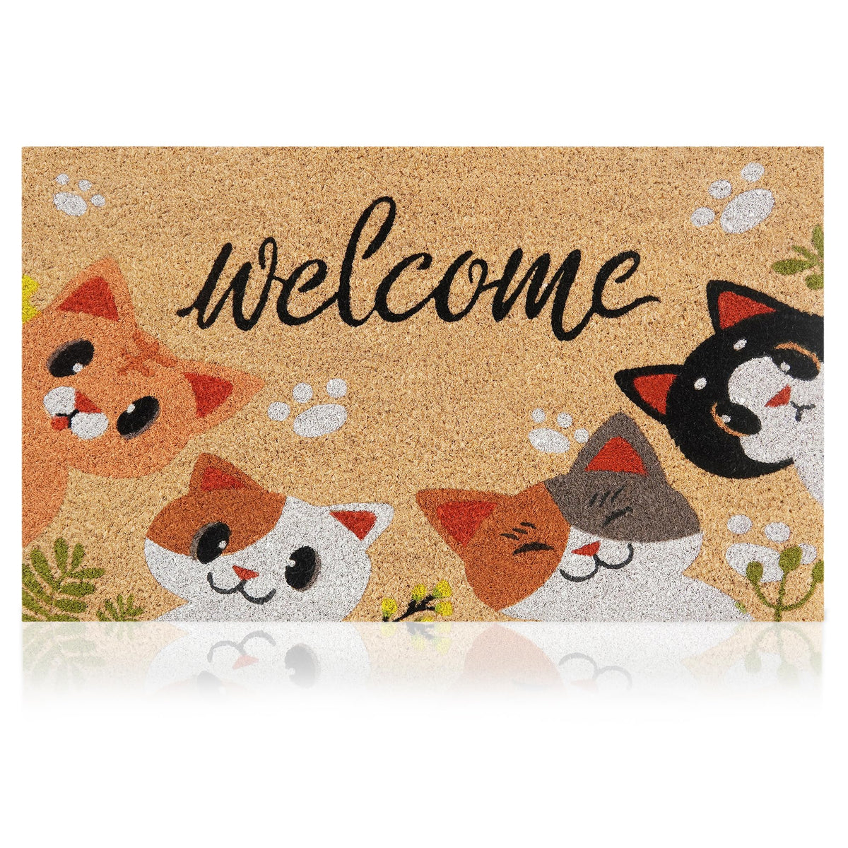 Coir Welcome Mat, Non-Slip, Floral, 17 x 29 in