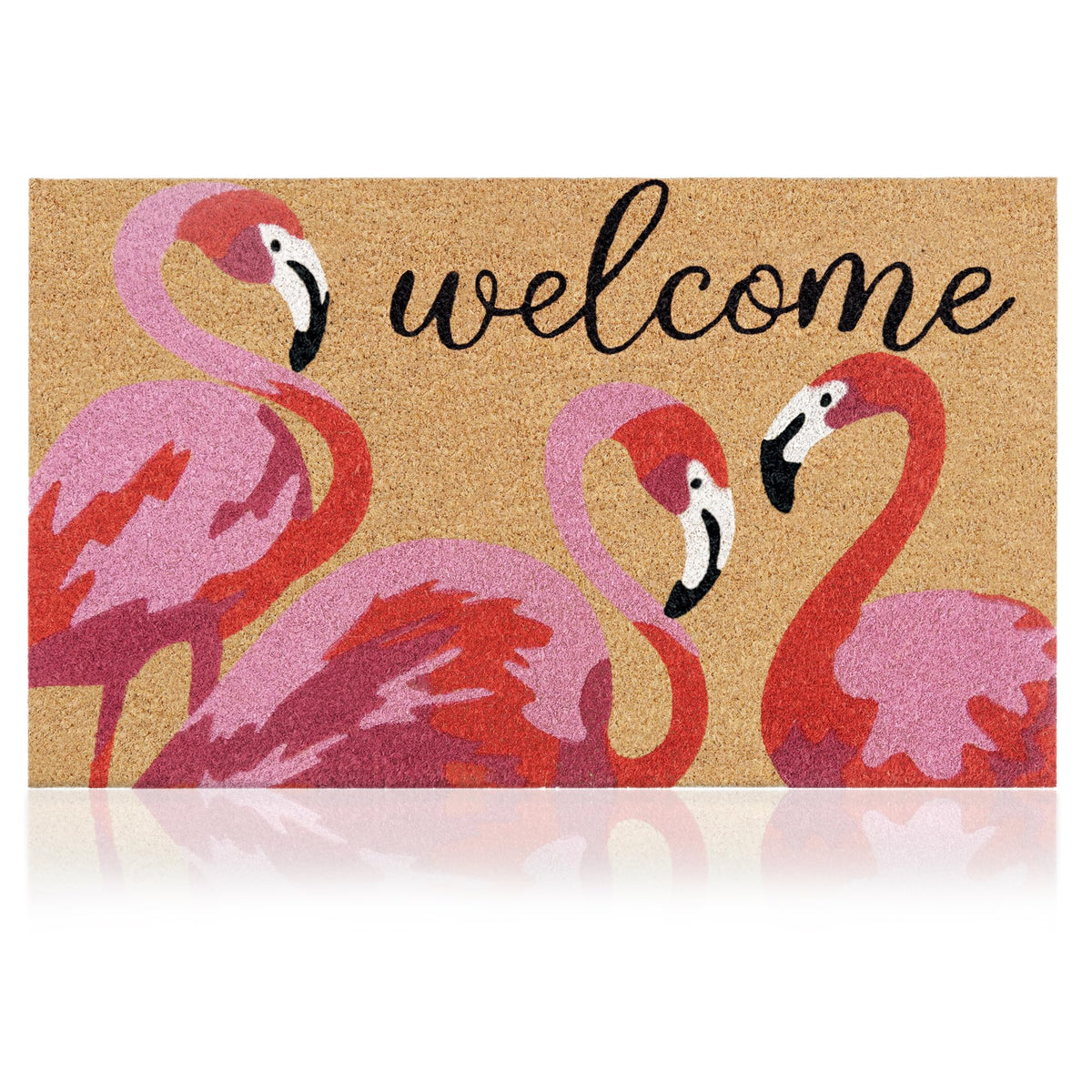 Coir Welcome Mat, Non-Slip, Hi-Bye Cat, 17 x 29 in