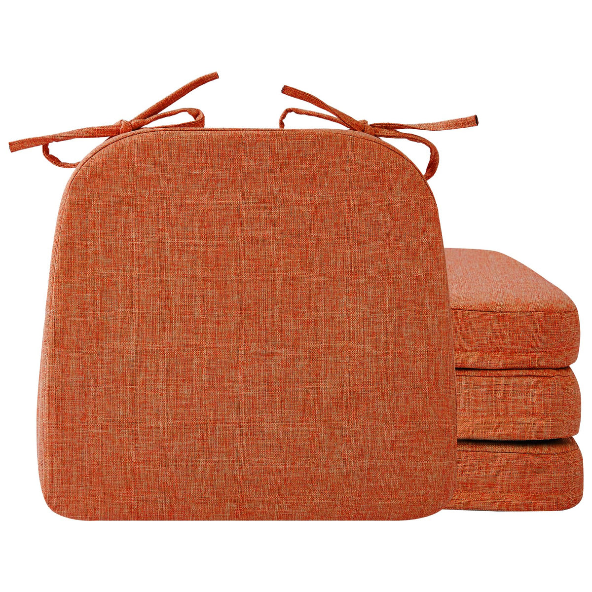 Ruqmuis Chair Cushions for Dining Chairs, 2" Thick Seat Cushions for Kitchen Chairs, D-Shaped Chair Pads with Washable Cover, Ties and Non Slip Backing, 17'' x 16'', Set of 4, Beige