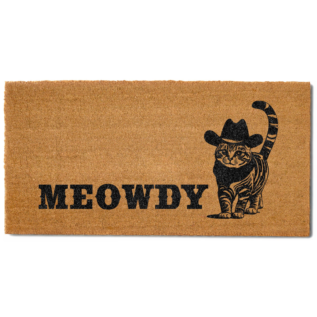 Meowdy Doormat 30x17 Inch, Black Cat Welcome Mat Coir, Cat-lover Gift Rug