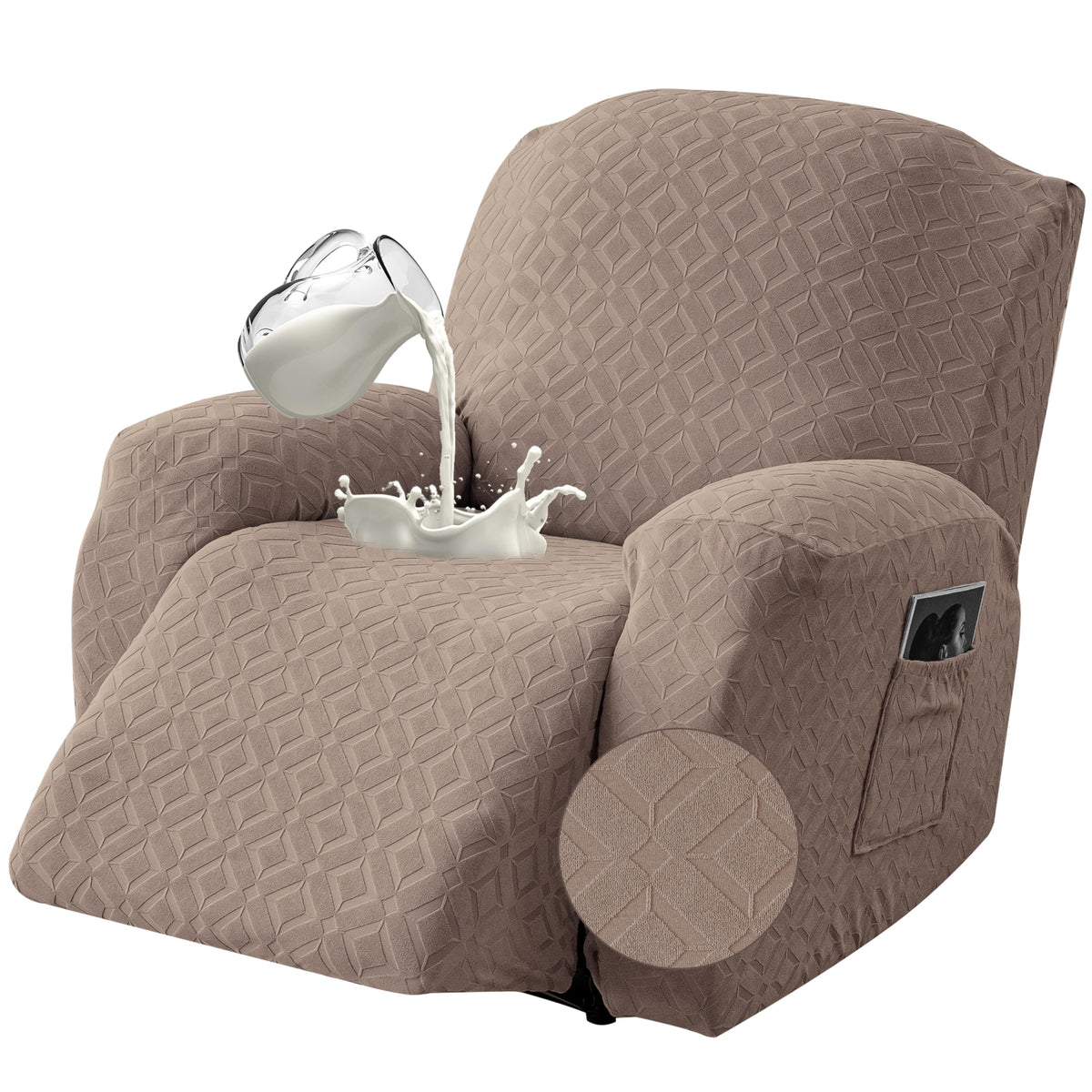 Gennia Waterproof Recliner Sofa Cover,3 Seat Couch Cover,Dark Gray