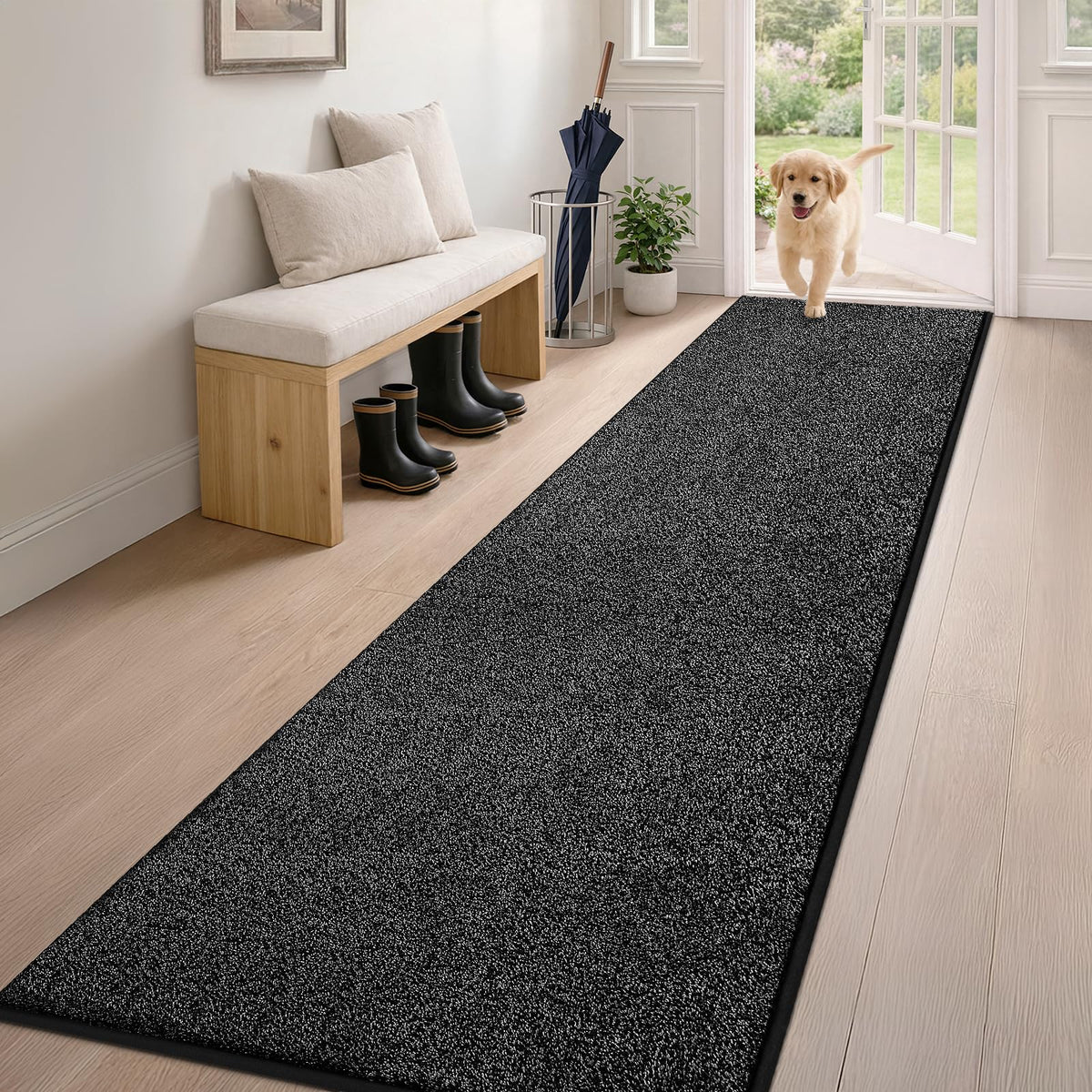PURRUGS Dirt Trapping Indoor Door Mat, 24" x 35.5", Charcoal