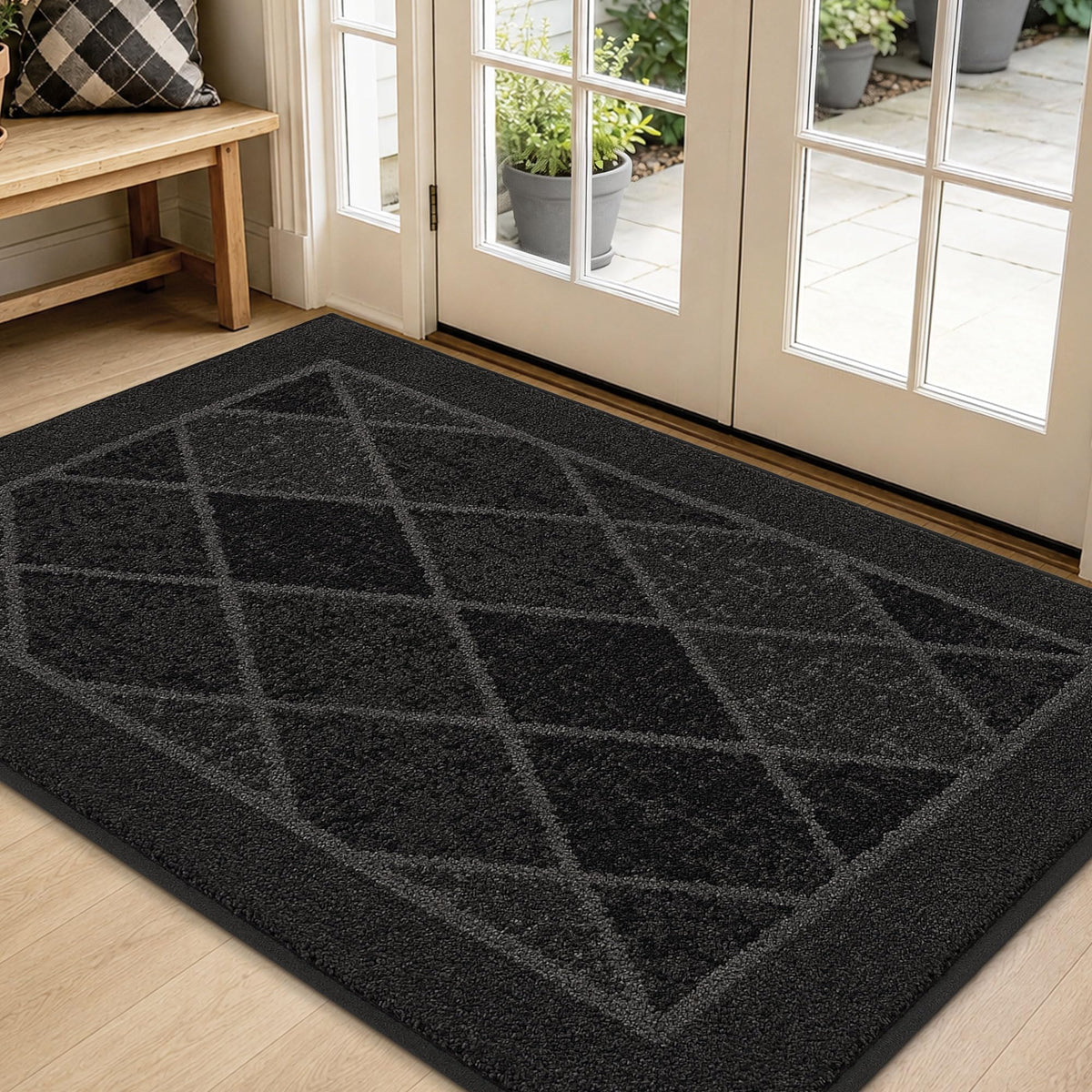 BEQHAUSE Dirt Trapper Door Mat 20" x 32", Doormat Non-Slip, Navy Blue