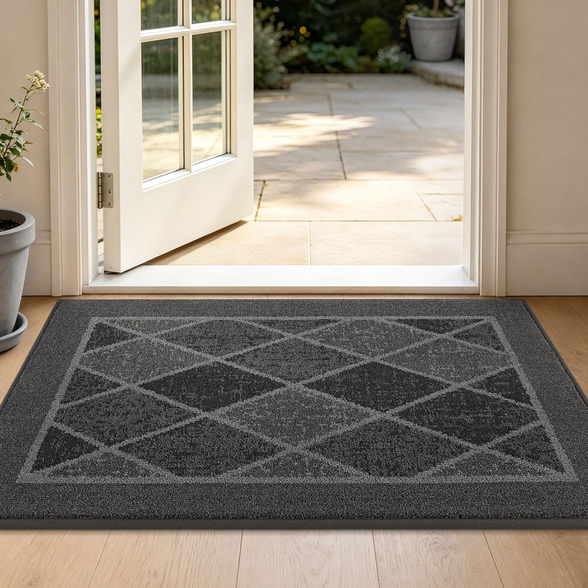 BEQHAUSE Dirt Trapper Door Mat 24" x 36", Doormat Non-Slip, Dark Grey