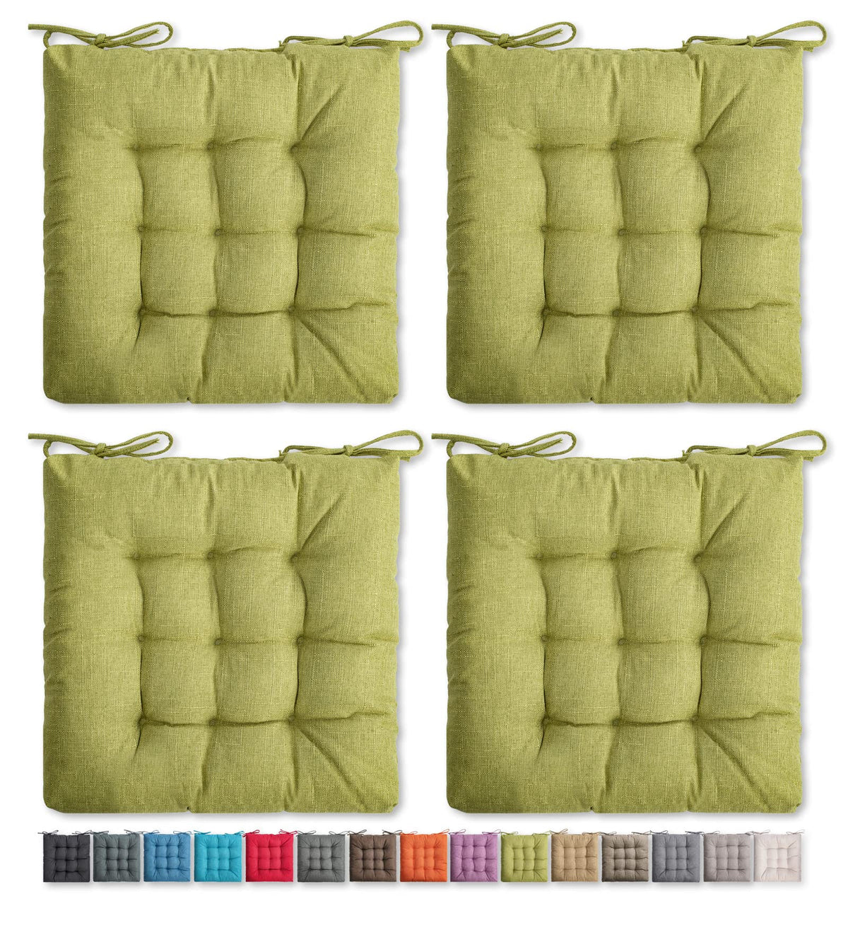 SQUARE MOON 4 Pack Chair Cushions, Seat Cushions, Chair Pads, Chair Mat for Indoor, Outdoor Dining Chair, Kitchen Chairs, Dining Room Chairs (16" × 16" × 4 Pack, Orange)