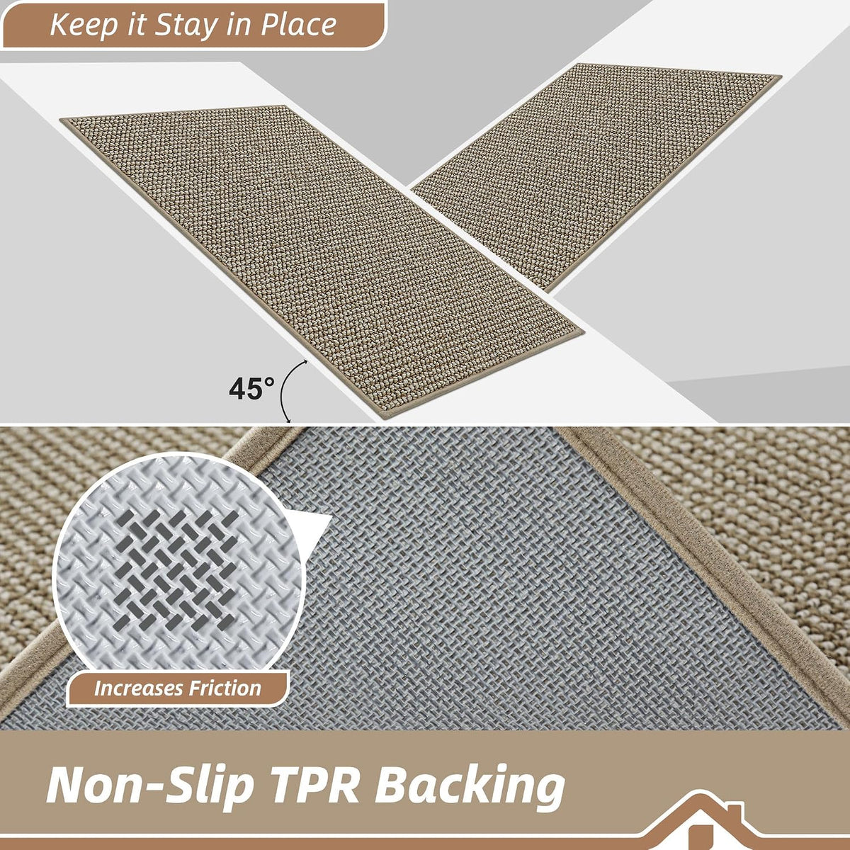BEQHAUSE Dirt Trapper Door Mat 20" x 32", Non-Slip Washable, Light Beige