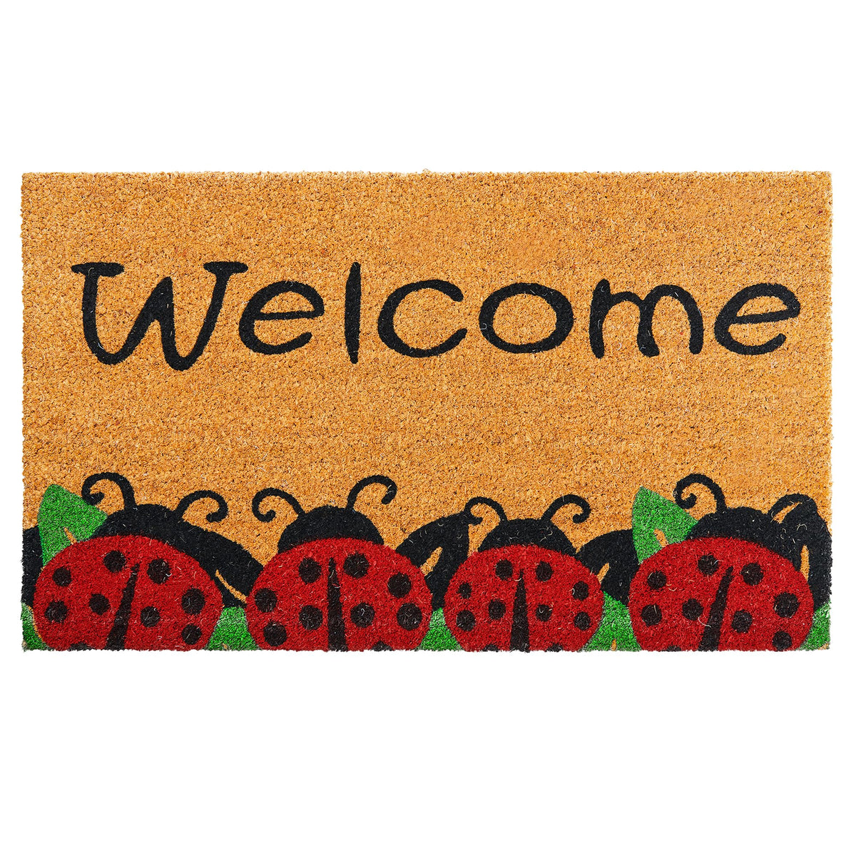 Coir Welcome Mat, Non-Slip, Hi-Bye Cat, 17 x 29 in