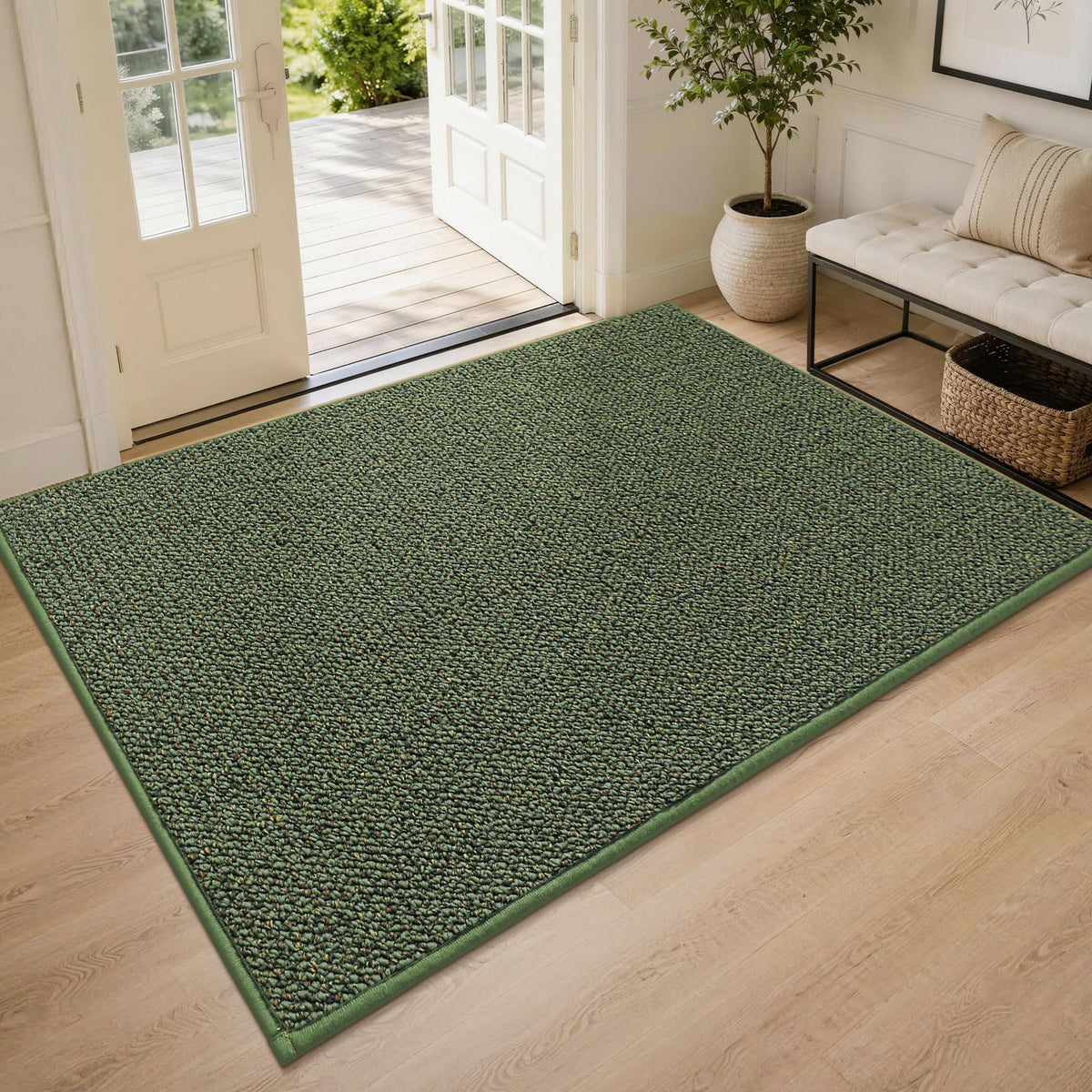 BEQHAUSE Dirt Trapper Door Mat 32" x 48", Non-Slip Washable Doormats, Beige