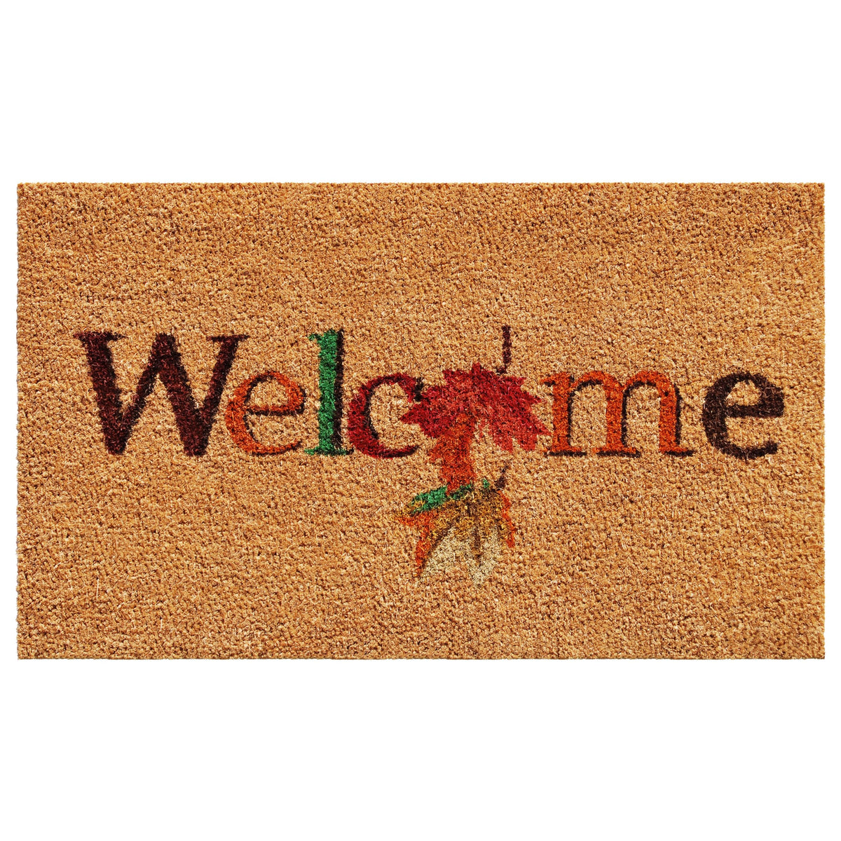 Calloway Mills 121981729 Nature's Bounty Outdoor Coir Doormat, Non Slip Vinyl Backing,Fall Front Door Mat,17" x 29", Multicolor