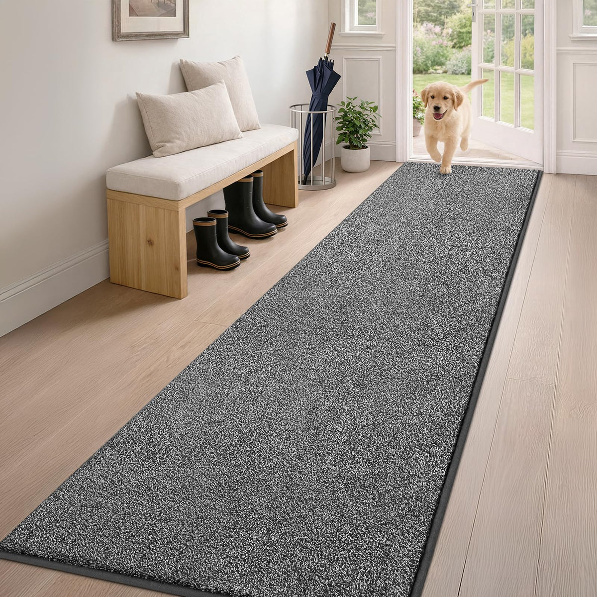 PURRUGS Dirt Trapping Indoor Door Mat, 24" x 35.5", Charcoal