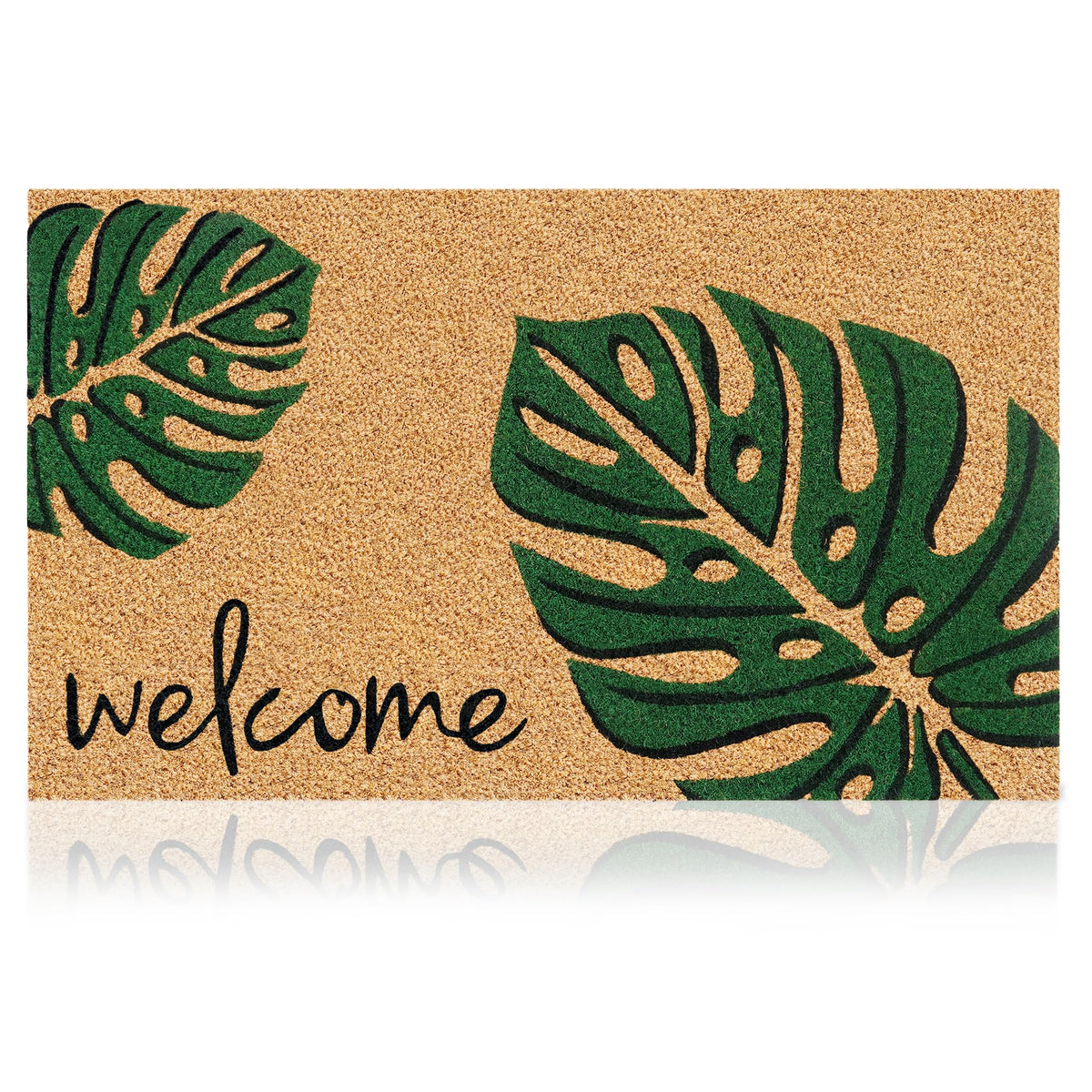 Coir Welcome Mat, Non-Slip, Welcome Daisy, 17 x 29 in