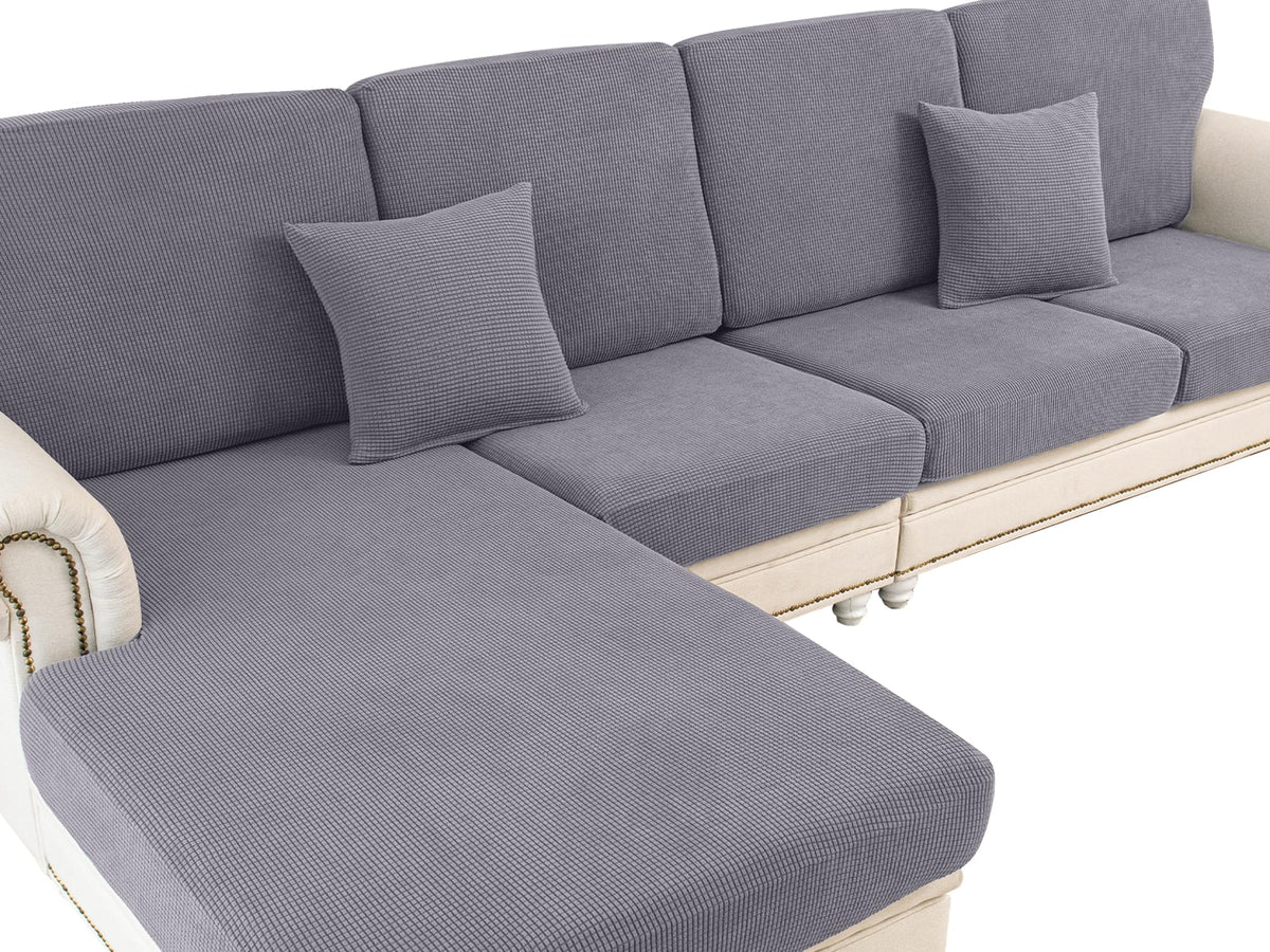LA MEACK Couch Cushion Covers Seat Cushion Cover Stretch Couch Cover Separate Sectional Sofa Slipcovers Furniture Protector(3 Pieces for Seat or Sofa Backrest, Dark Grey)