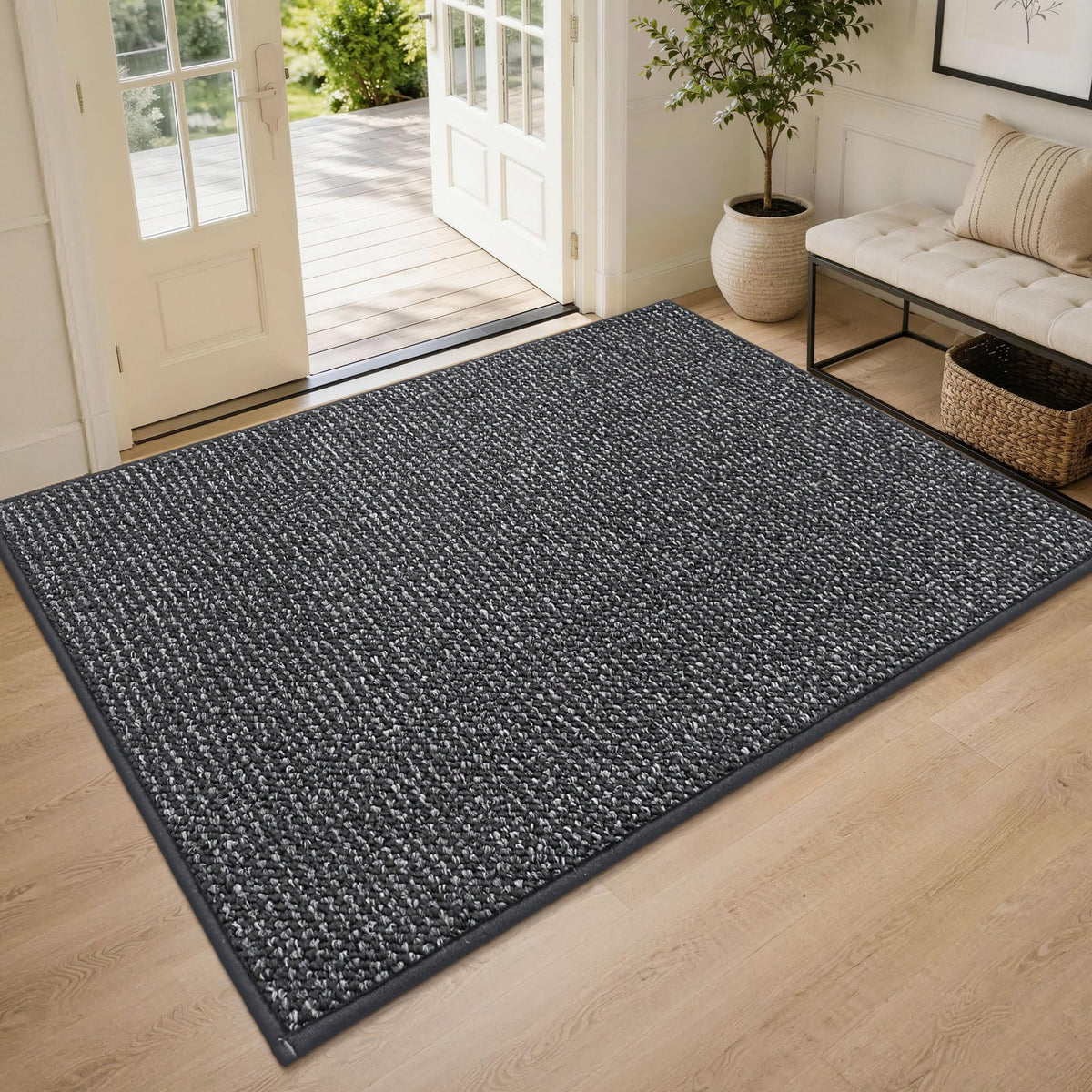 BEQHAUSE Dirt Trapper Door Mat 20" x 32", Non-Slip Washable Doormats, Beige