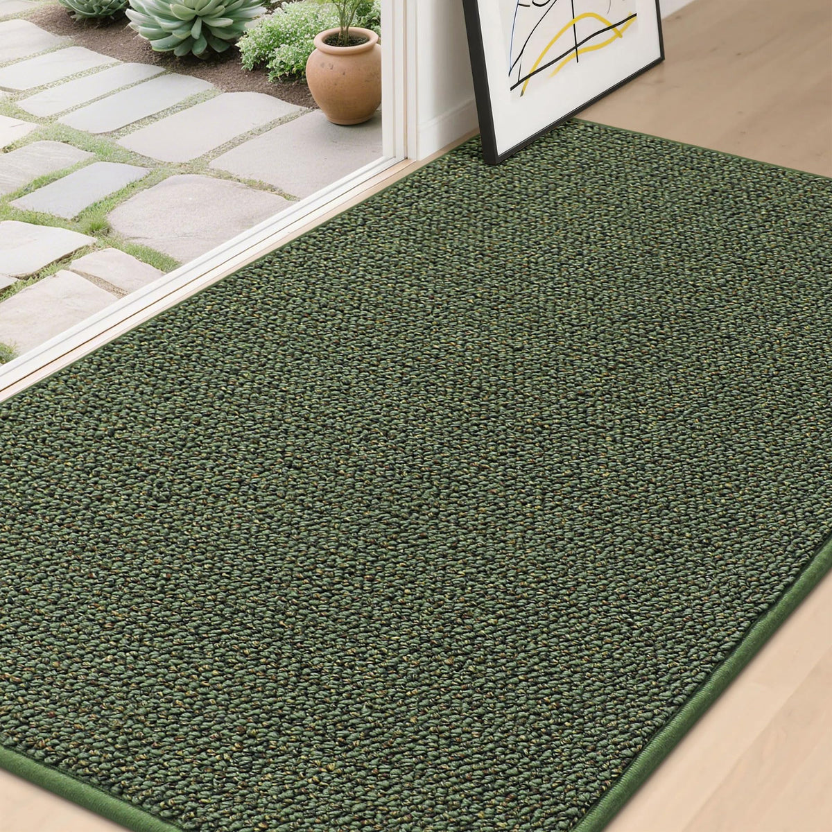 BEQHAUSE Dirt Trapper Door Mat 20" x 32", Non-Slip Washable Doormats, Beige