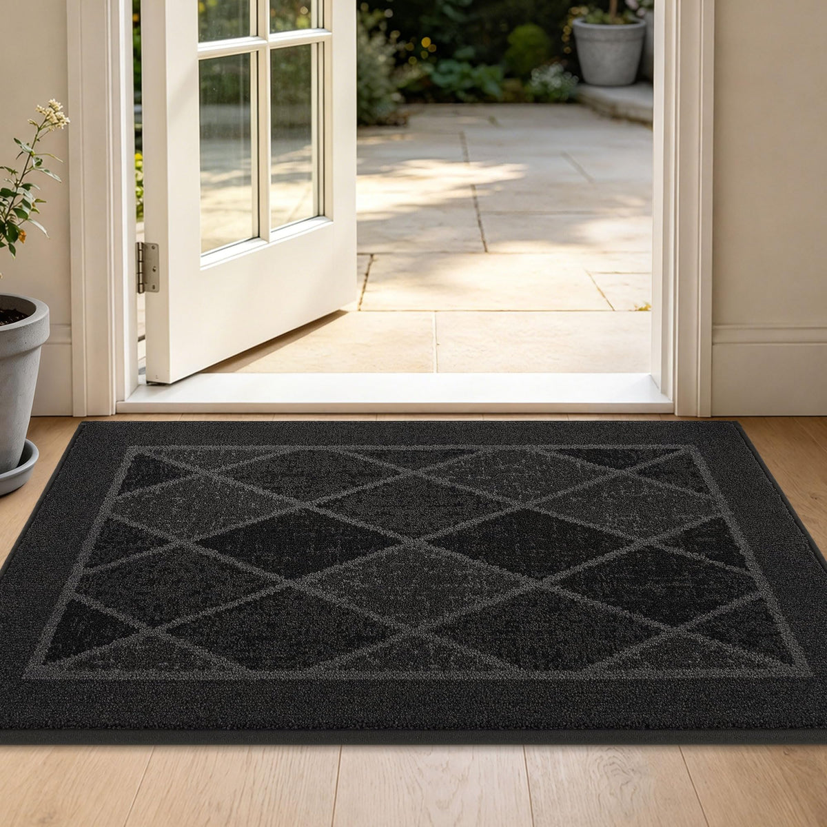 BEQHAUSE Dirt Trapper Door Mat 24" x 36", Doormat Non-Slip, Dark Grey