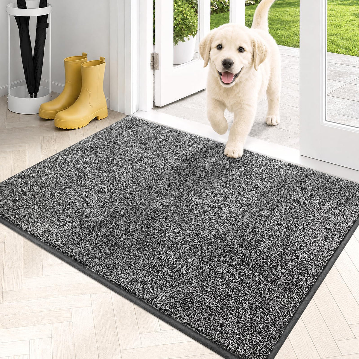 PURRUGS Dirt Trapping Indoor Door Mat, 24" x 35.5", Charcoal