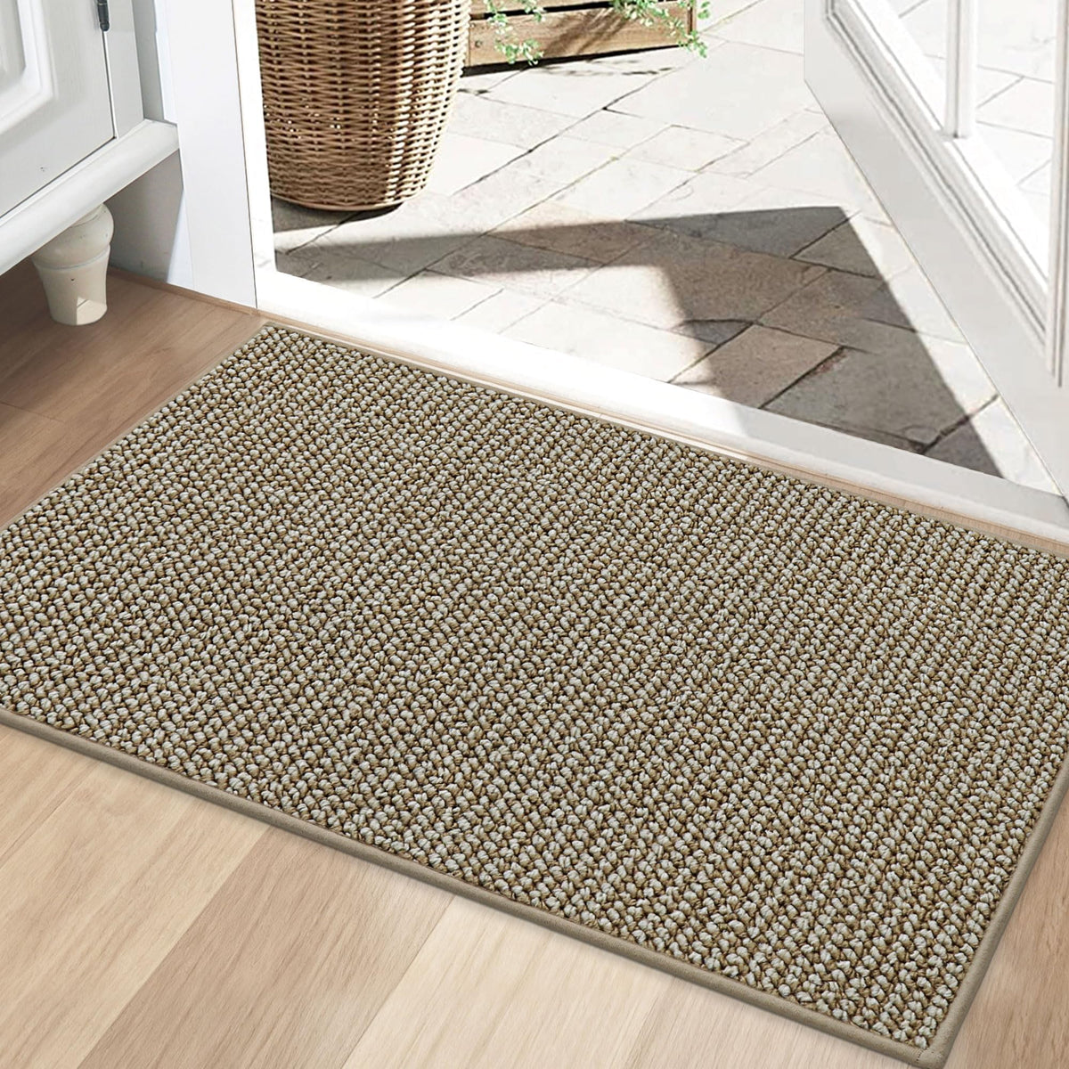 BEQHAUSE Dirt Trapper Door Mat 24" x 36", Non-Slip Washable Doormats, Beige