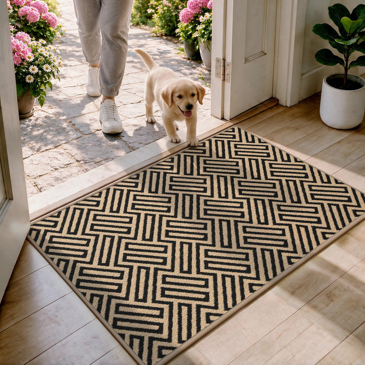 Front Door Mat Indoor Outside Entrance Non-Slip Mats Brown 17"x30"