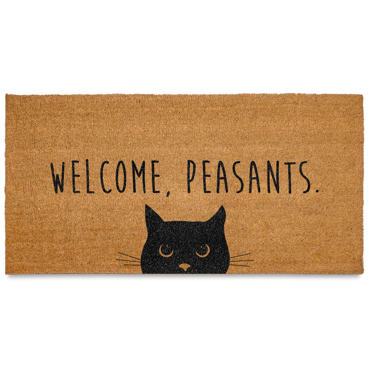 Welcome Peasants Black Cat Doormat Porch 30x17 Inch, Funny Welcome Mat