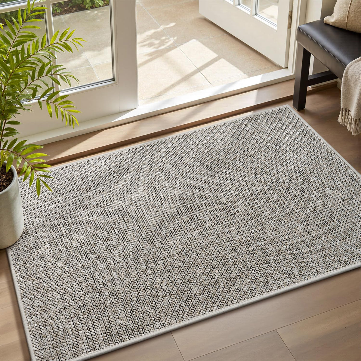 MontVoo Door Mat Indoor Entrance Doormat, Absorbent Durable Rubber Non Slip Front Door Mat for Inside Entry Entryway Dirt Trapper Welcome Mat, Darkgrey 17''x30''