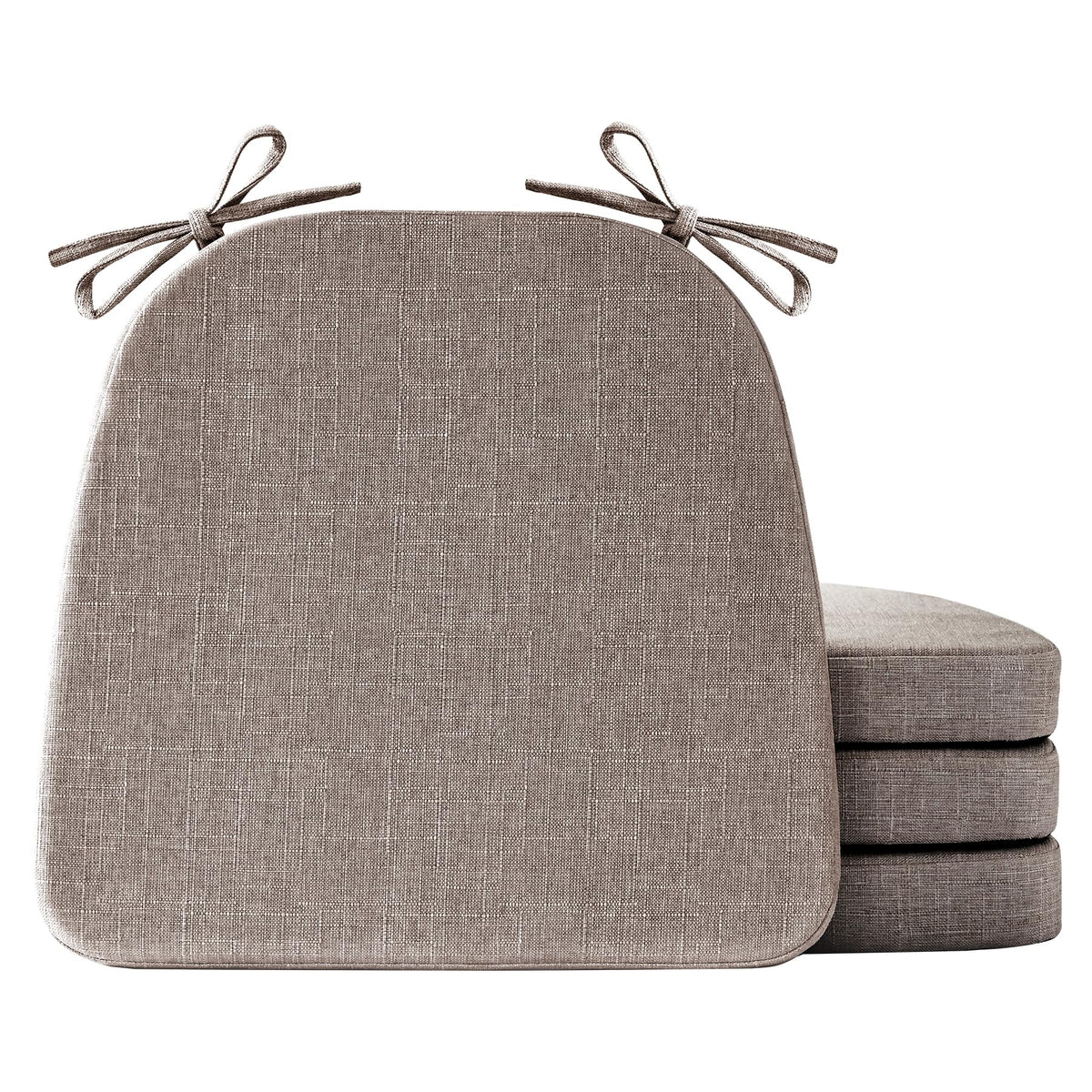 IASEAHK Chair Cushions for Dining Chairs Set of 4, Non Slip Kitchen Chair Pads, 17" x 16" x 2", Indoor Dining Chair Cushions with Ties, D-Shaped Seat Cushions for Kitchen Chairs, Beige