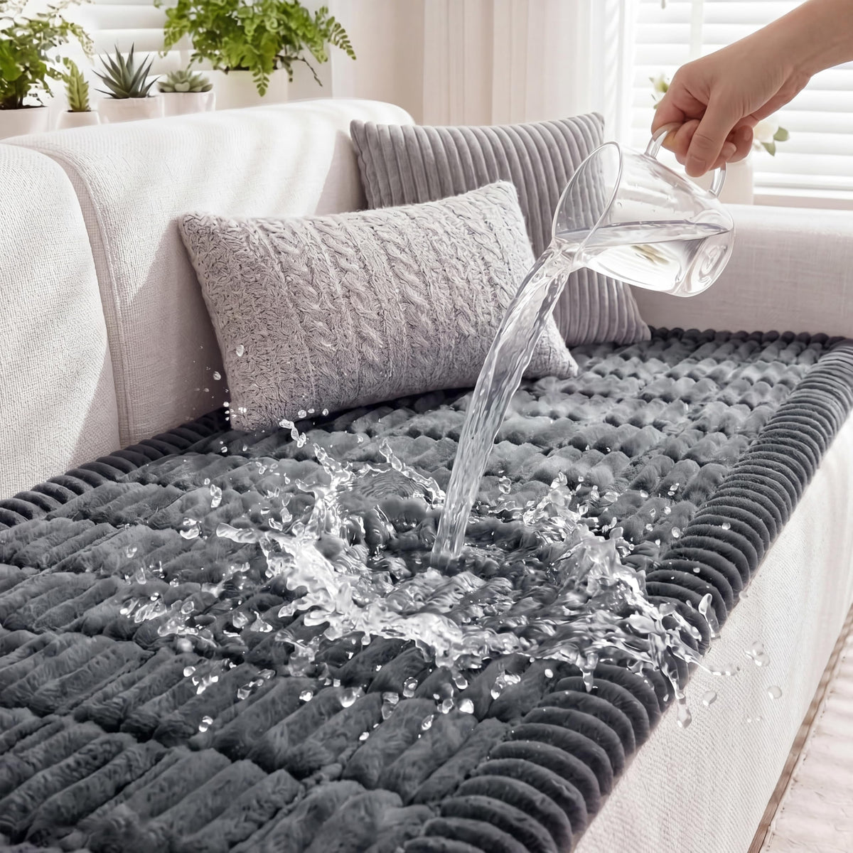 Fixwal Waterproof Flannel Dog Couch Cover, 27.6" x 59", Light Gray