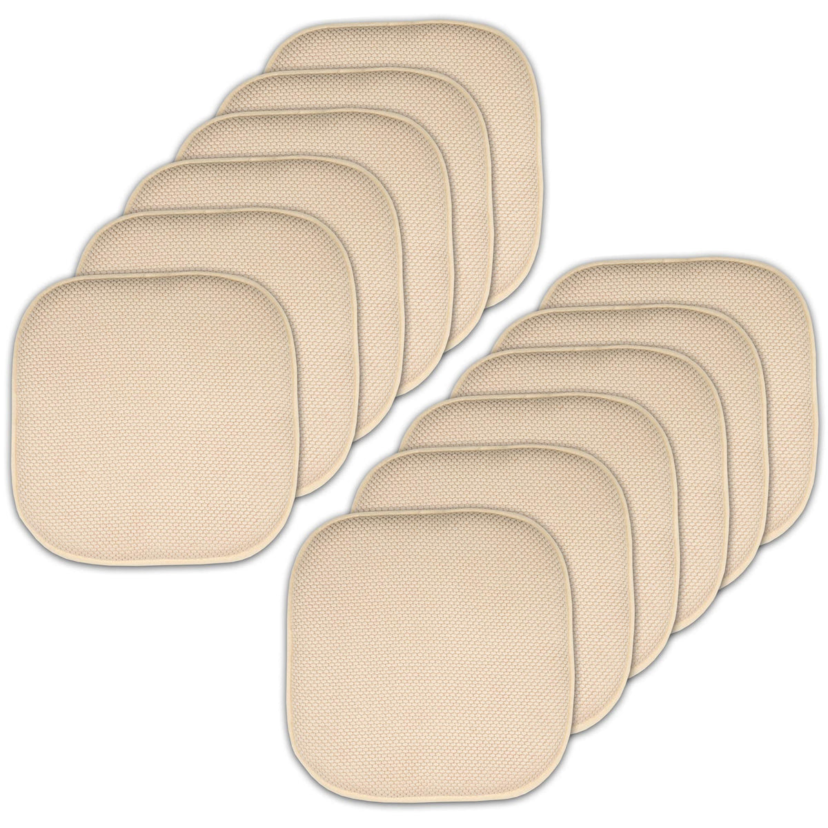 Sweet Home Collection Chair Cushion Memory Foam Pads Honeycomb Pattern Slip Non Skid Rubber Back Rounded Square 16" x 16" Seat Cover, 4 Pack, Alexis Chocolate