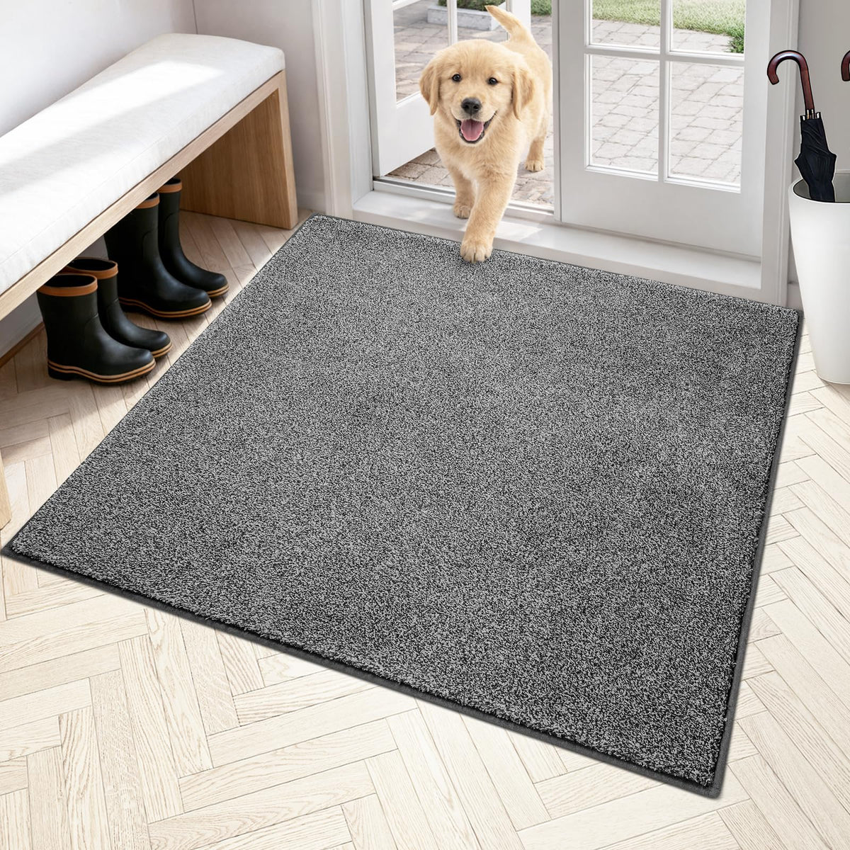 PURRUGS Dirt Trapping Indoor Door Mat, 24" x 35.5", Charcoal