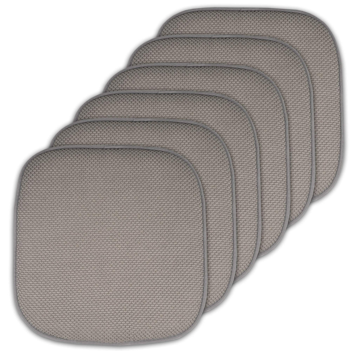 Sweet Home Collection Chair Cushion Memory Foam Pads Honeycomb Pattern Slip Non Skid Rubber Back Rounded Square 16" x 16" Seat Cover, 4 Pack, Alexis Chocolate