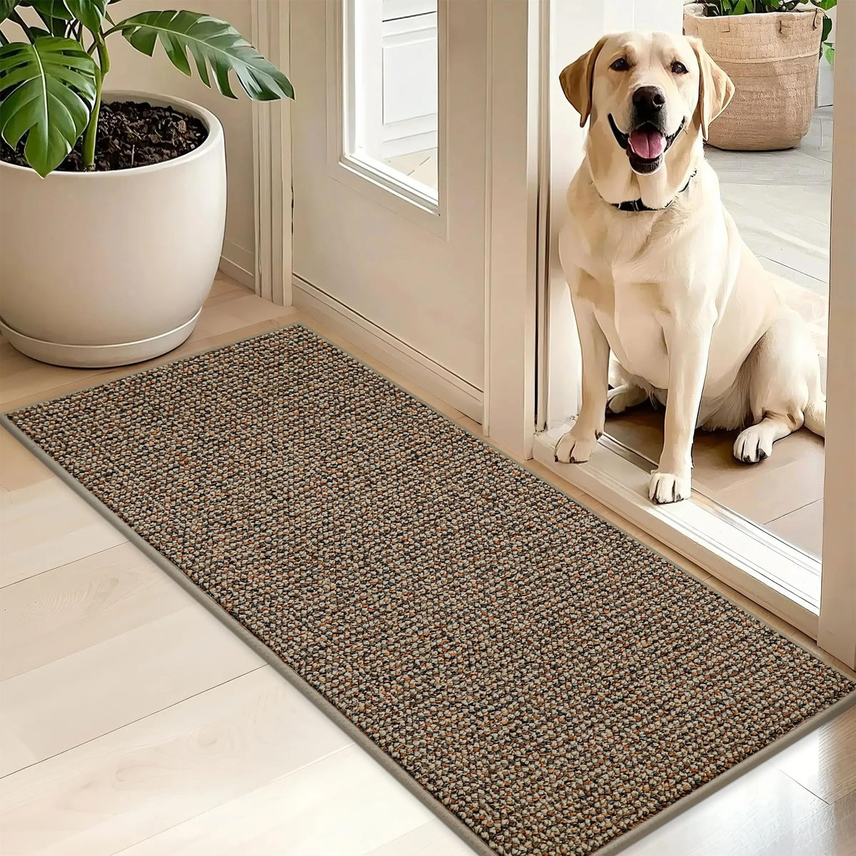 BEQHAUSE Dirt Trapper Door Mat 20" x 32", Non-Slip Washable Doormats, Beige
