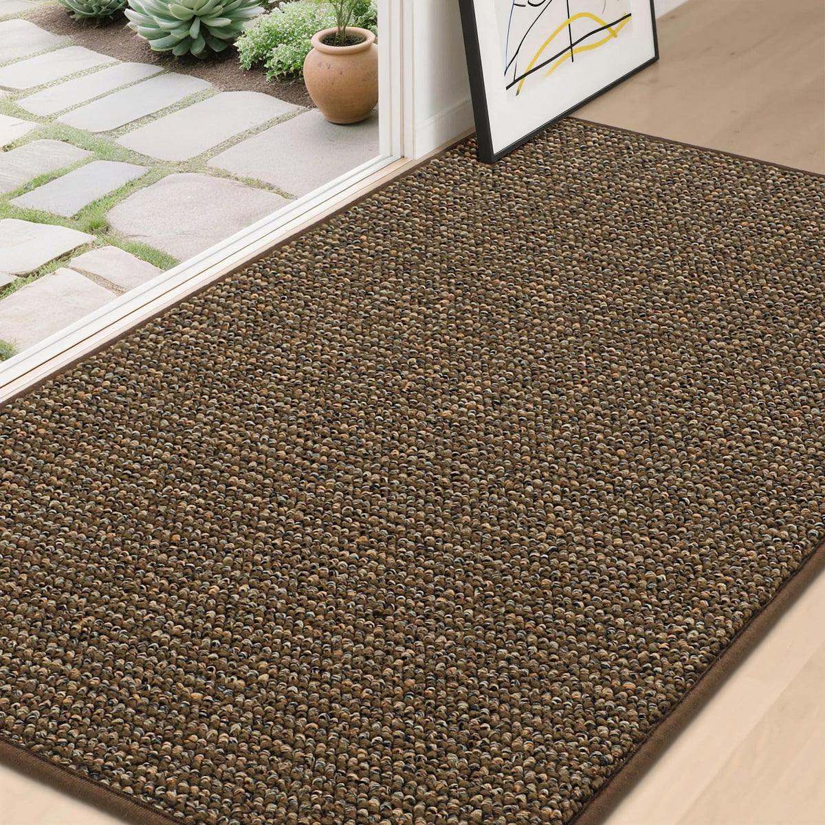 BEQHAUSE Dirt Trapper Door Mat 24" x 36", Non-Slip Washable Doormats, Beige