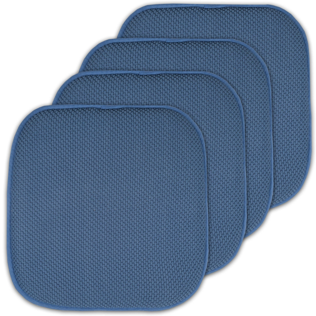 Sweet Home Collection Chair Cushion Memory Foam Pads Honeycomb Pattern Slip Non Skid Rubber Back Rounded Square 16" x 16" Seat Cover, 4 Pack, Alexis Chocolate