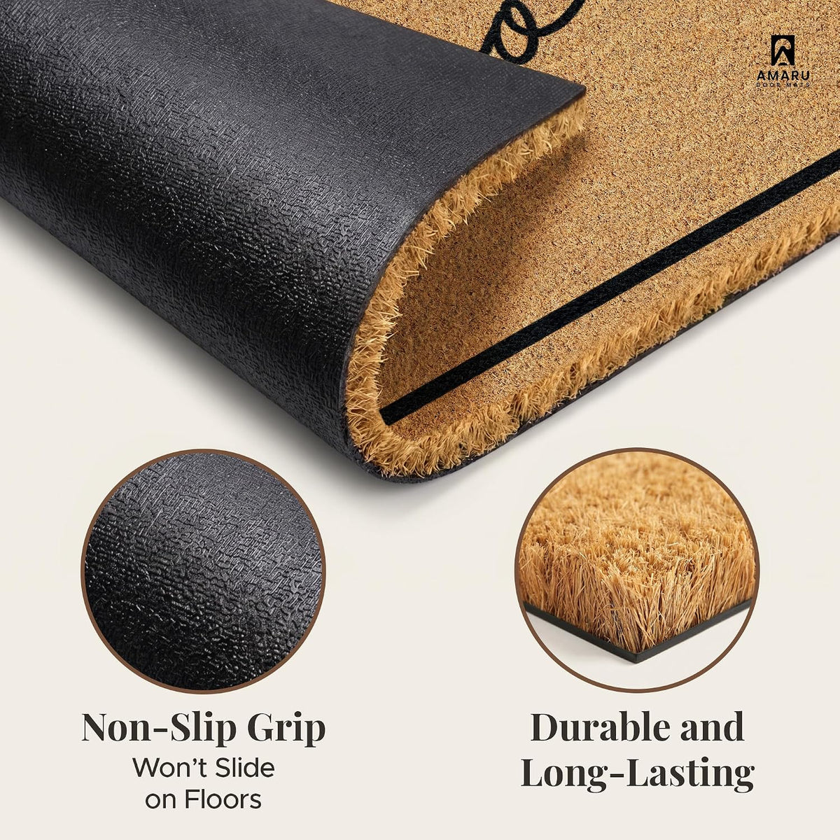 Coir Welcome Mat, Non-Slip, Welcome Classic 4, 17x29 in