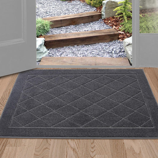 BEQHAUSE Dirt Trapper Door Mat 24" x 36", Doormat Non-Slip, Dark Grey