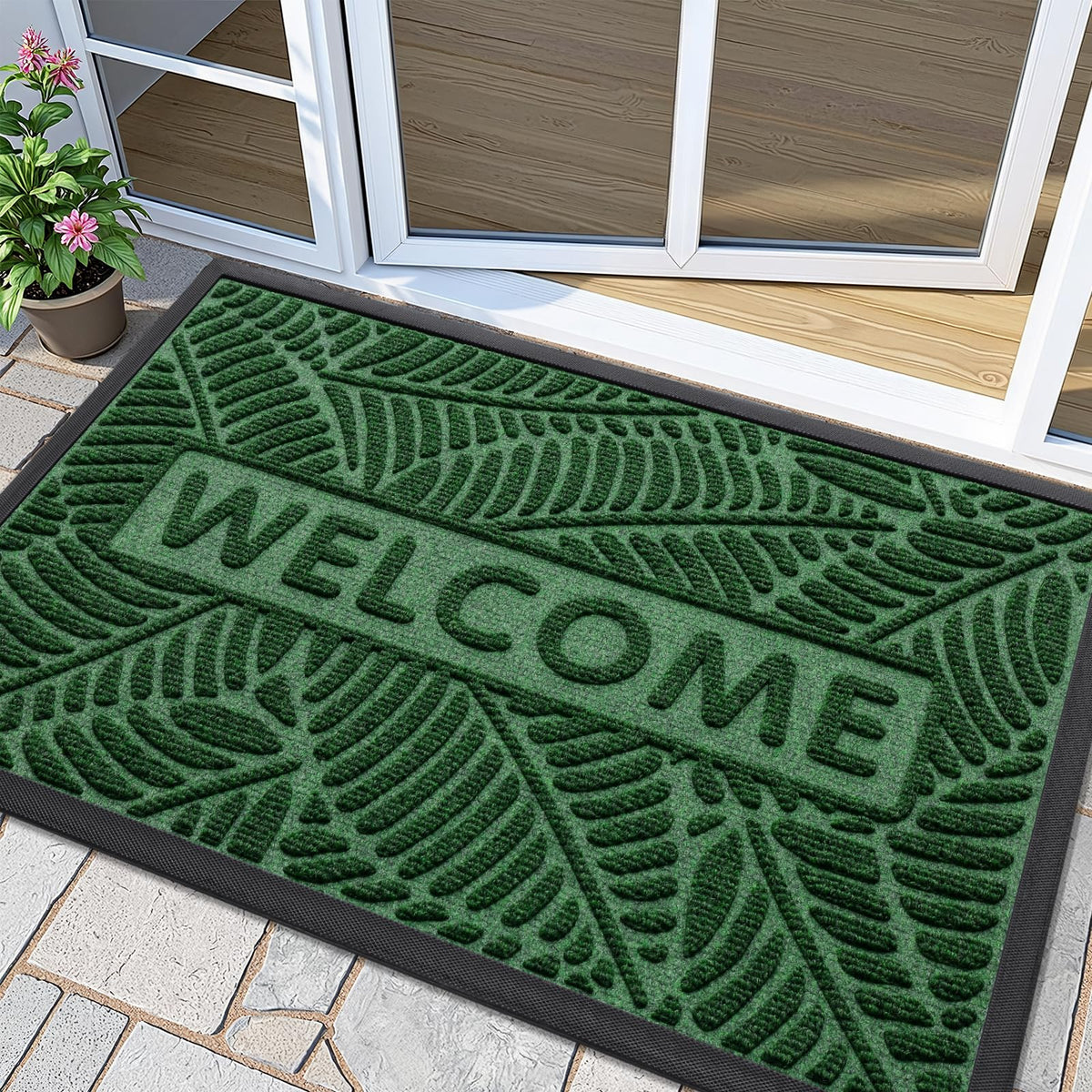 Smiry Welcome Front Door Mat for Outdoor Indoor 29.5x17, All-Season Doormat