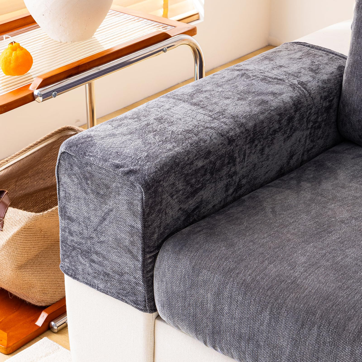 WEYOND Couch Cushion Covers L Shaped Sectional, 3PC Seat Covers, Light Grey