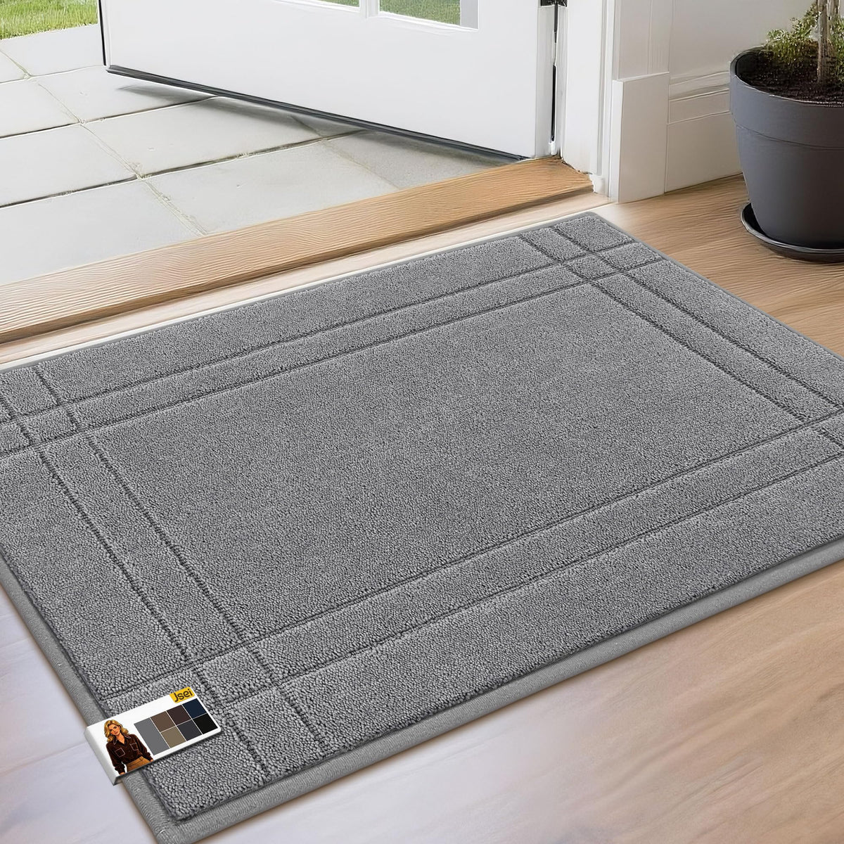 JSEI Door Mat for Entrance 20"x32", Dirt Trapper Doormat, Black