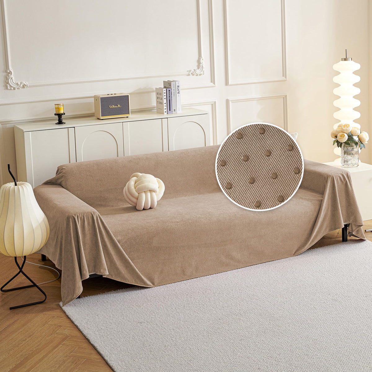 MYSKY HOME Couch Covers for Dogs, Non-Slip Sofa Slipcover, 91"x134", Grey