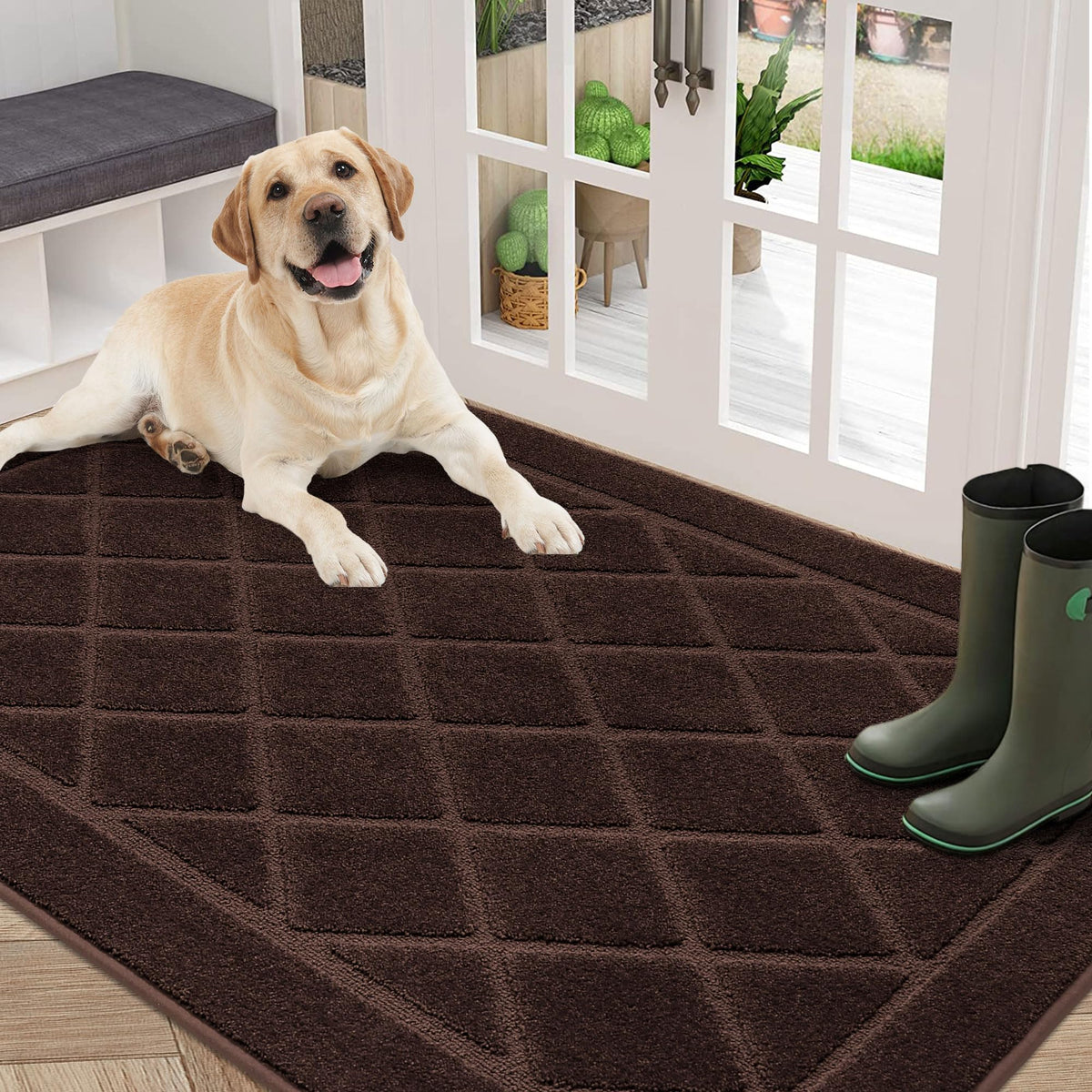BEQHAUSE Dirt Trapper Door Mat 24" x 36", Doormat Non-Slip, Dark Grey