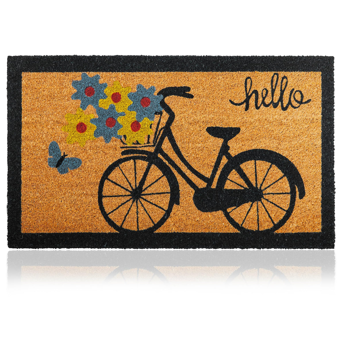 Coir Welcome Mat, Non-Slip, Welcome Daisies, 17 x 29 in