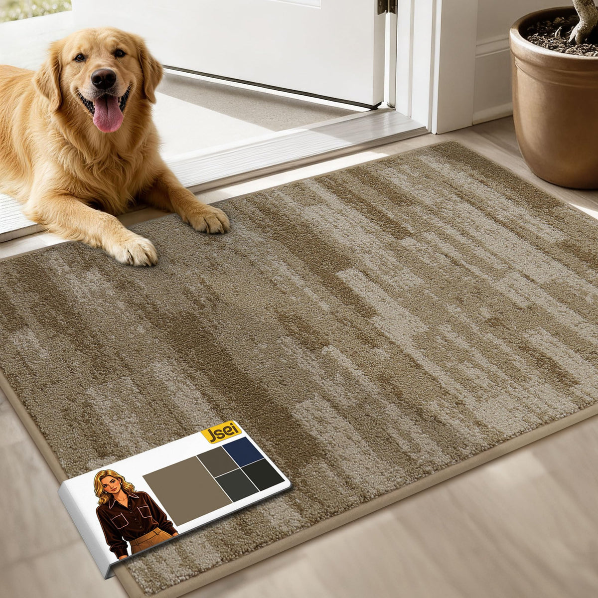 JSEI Dirt Trapper Door Mat 20"x32", Non-Slip Doormat, Blue