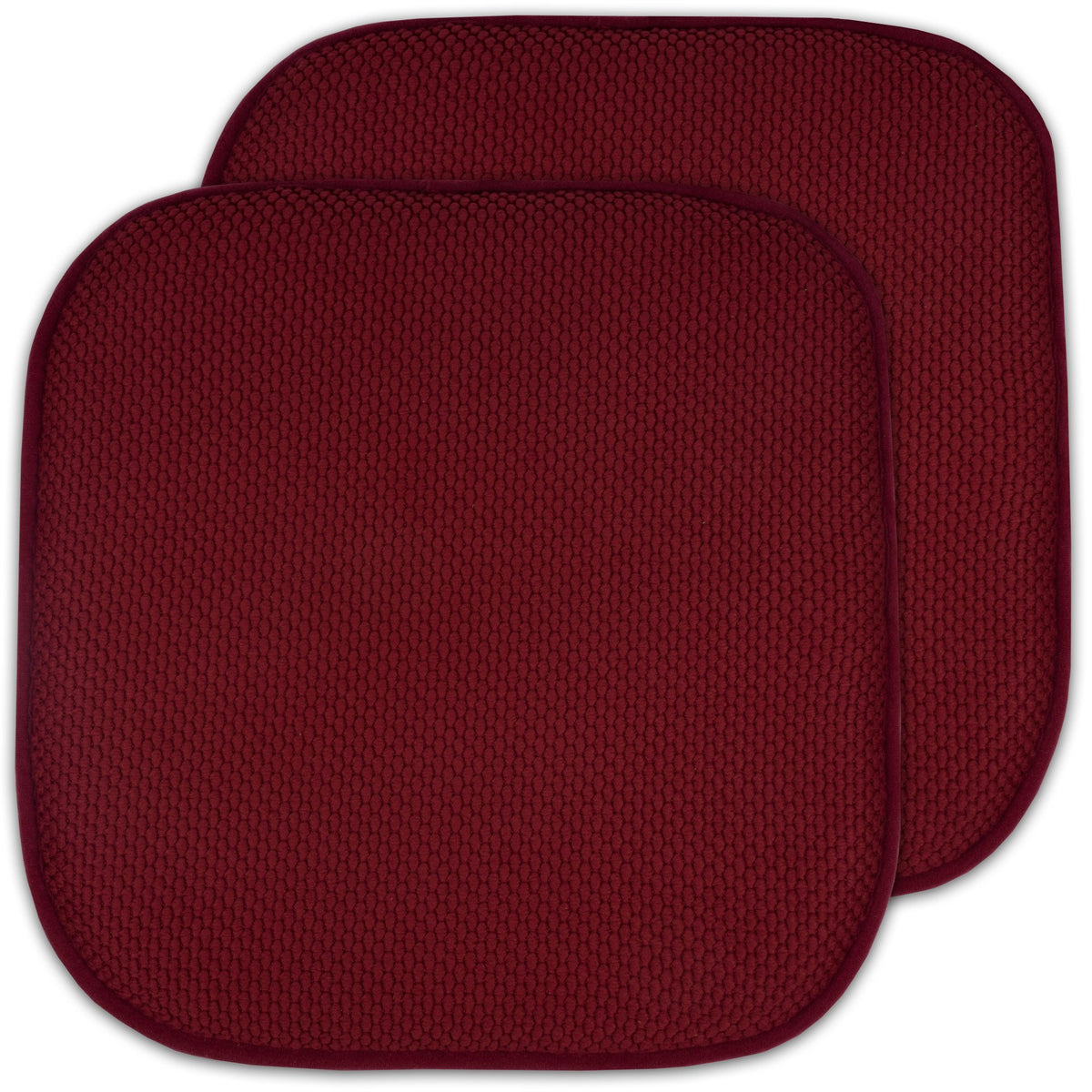 Sweet Home Collection Chair Cushion Memory Foam Pads Honeycomb Pattern Slip Non Skid Rubber Back Rounded Square 16" x 16" Seat Cover, 4 Pack, Alexis Chocolate