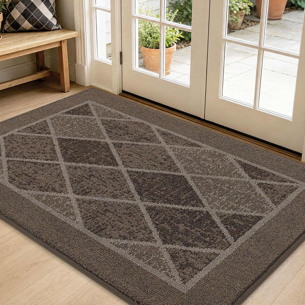 BEQHAUSE Dirt Trapper Door Mat 20" x 32", Doormat Non-Slip, Navy Blue
