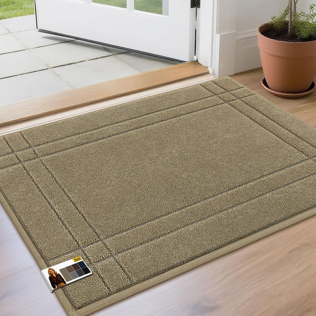 JSEI Door Mat for Entrance 20"x32", Dirt Trapper Doormat, Black