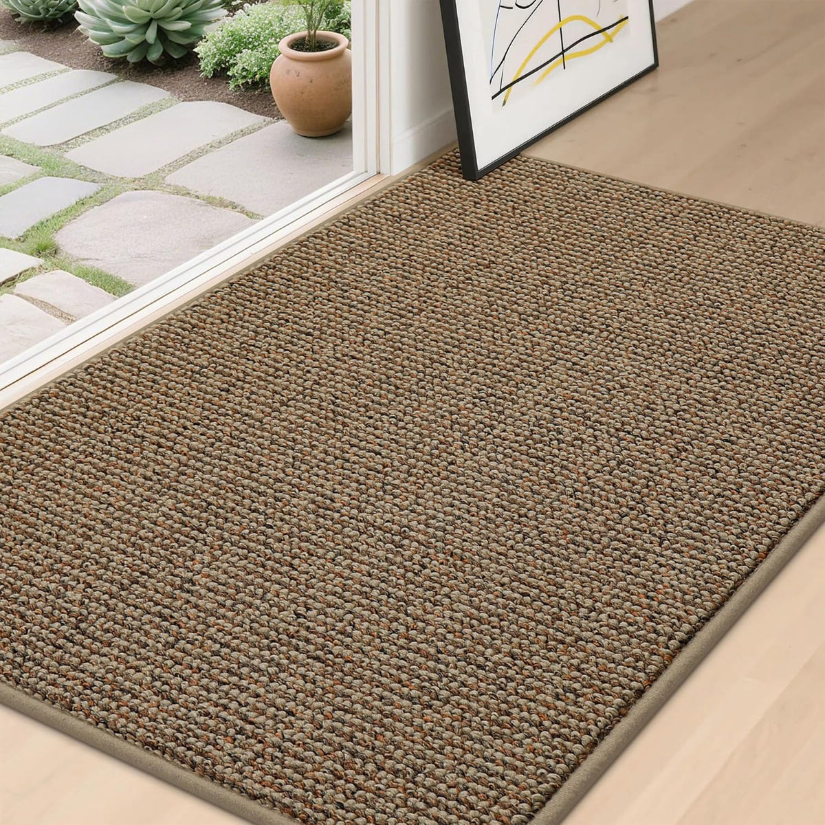 BEQHAUSE Dirt Trapper Door Mat 32" x 48", Non-Slip Washable Doormats, Beige