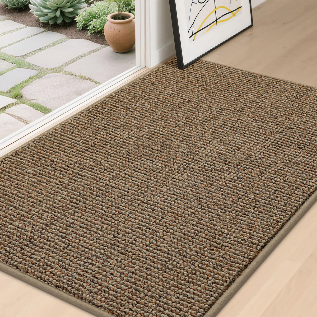 BEQHAUSE Dirt Trapper Door Mat 32" x 48", Non-Slip Washable Doormats, Beige