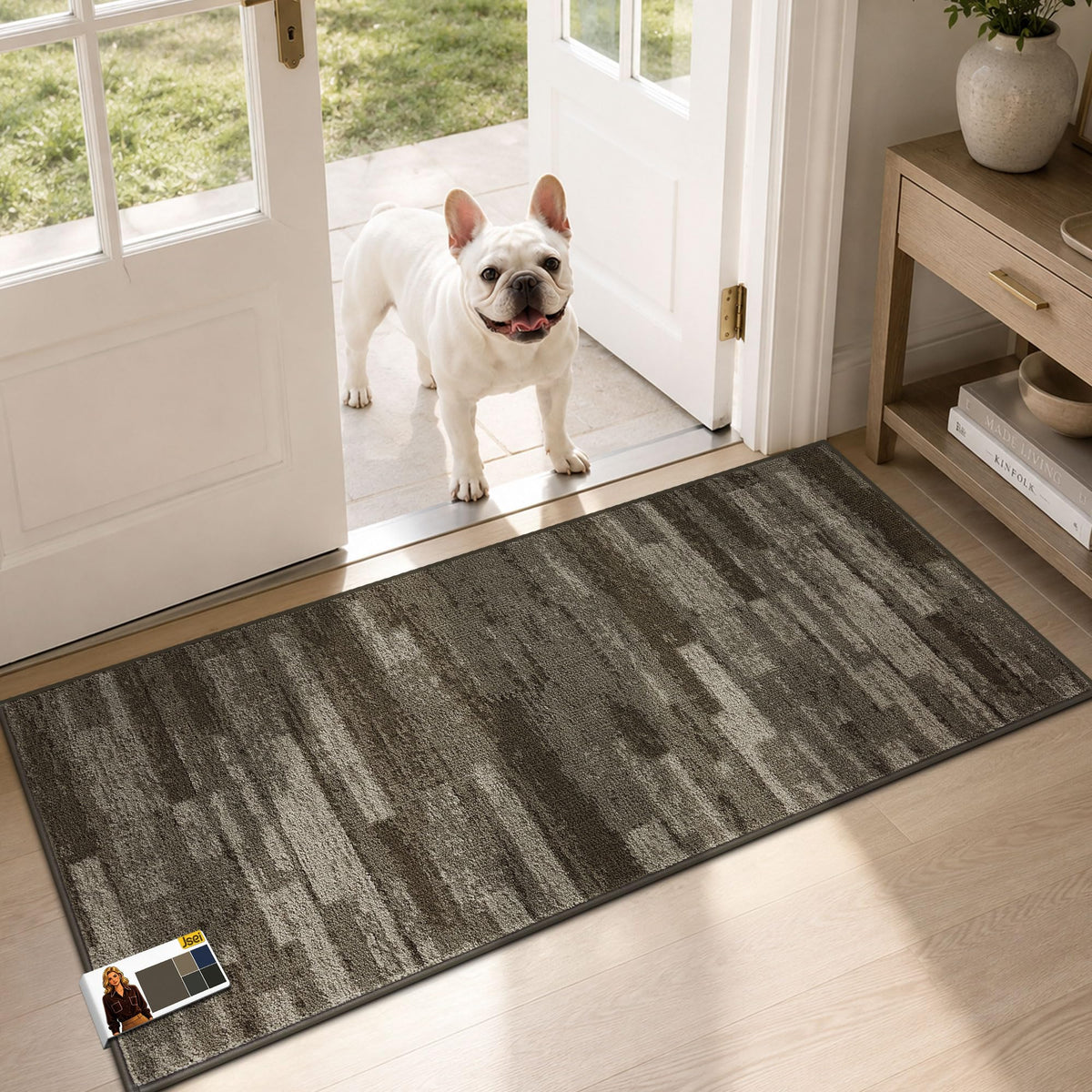 JSEI Dirt Trapper Door Mat 20"x32", Non-Slip Doormat, Blue
