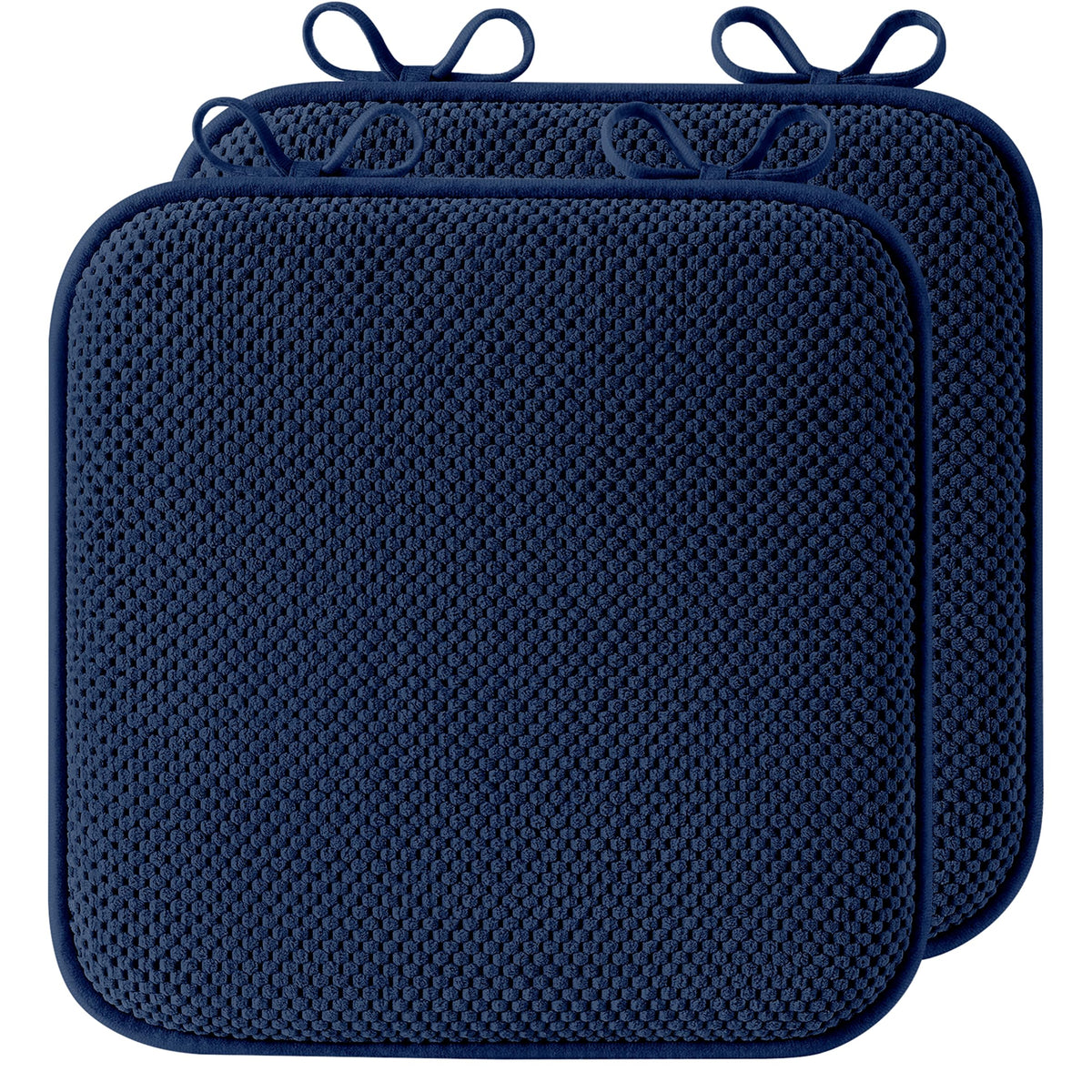 puredown® Chair Cushions for Dining Chairs, Set of 2 Memory Foam Seat Cushions with Non-Slip Backing & Ties, 16" x 16" x 1.5", Comfortable & Supportive Dining Chair Pads for Kitchen, Black