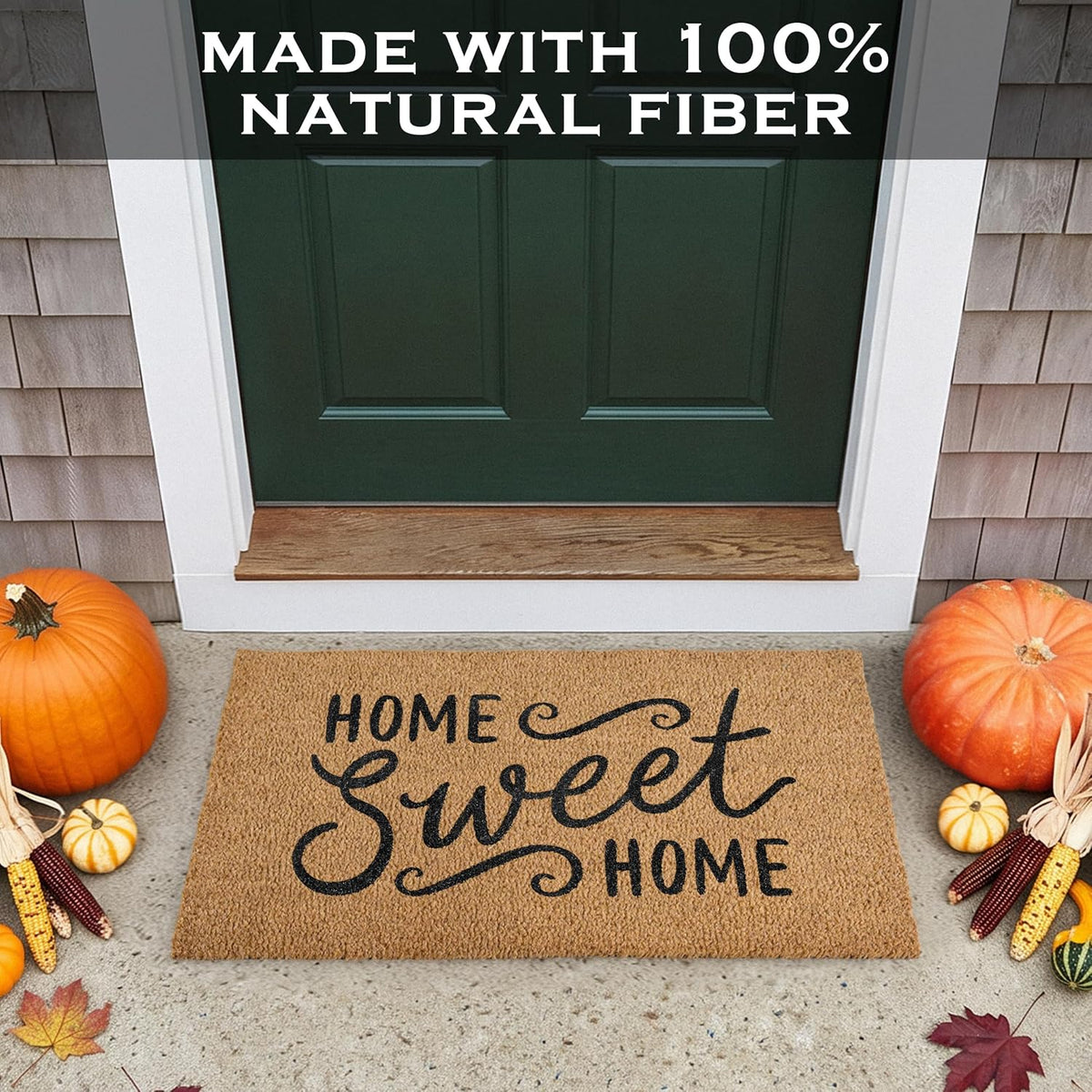 Home Sweet Home Coir Doormat 30x17 Inch, Welcome Mat for Front Door Coir